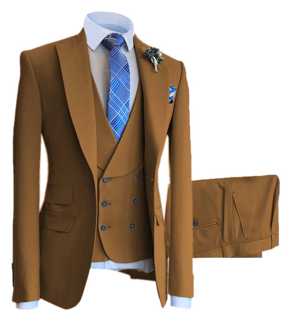 ceehuteey 3 Pieces Mens Suit Design Slim Fit Peak Lapel Tuxedos (Blazer+vest+Pants)