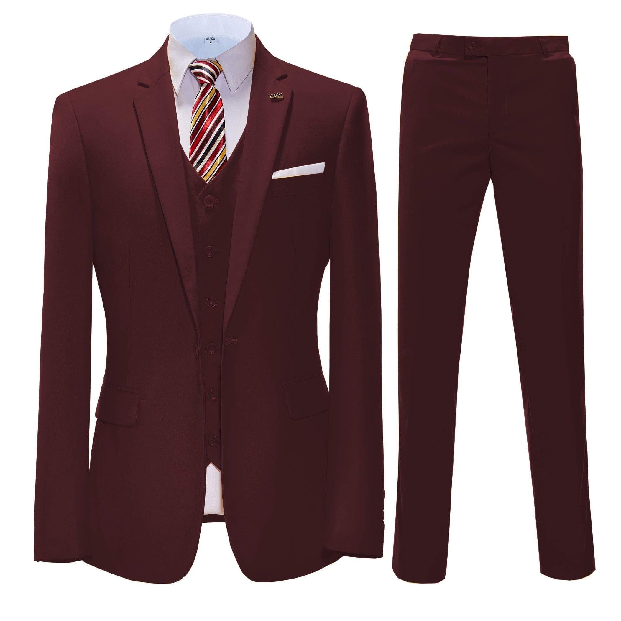 ceehuteey 3 Pieces Mens Suit Flat Notch Lapel Business Tuxedos (Blazer+vest+Pants)