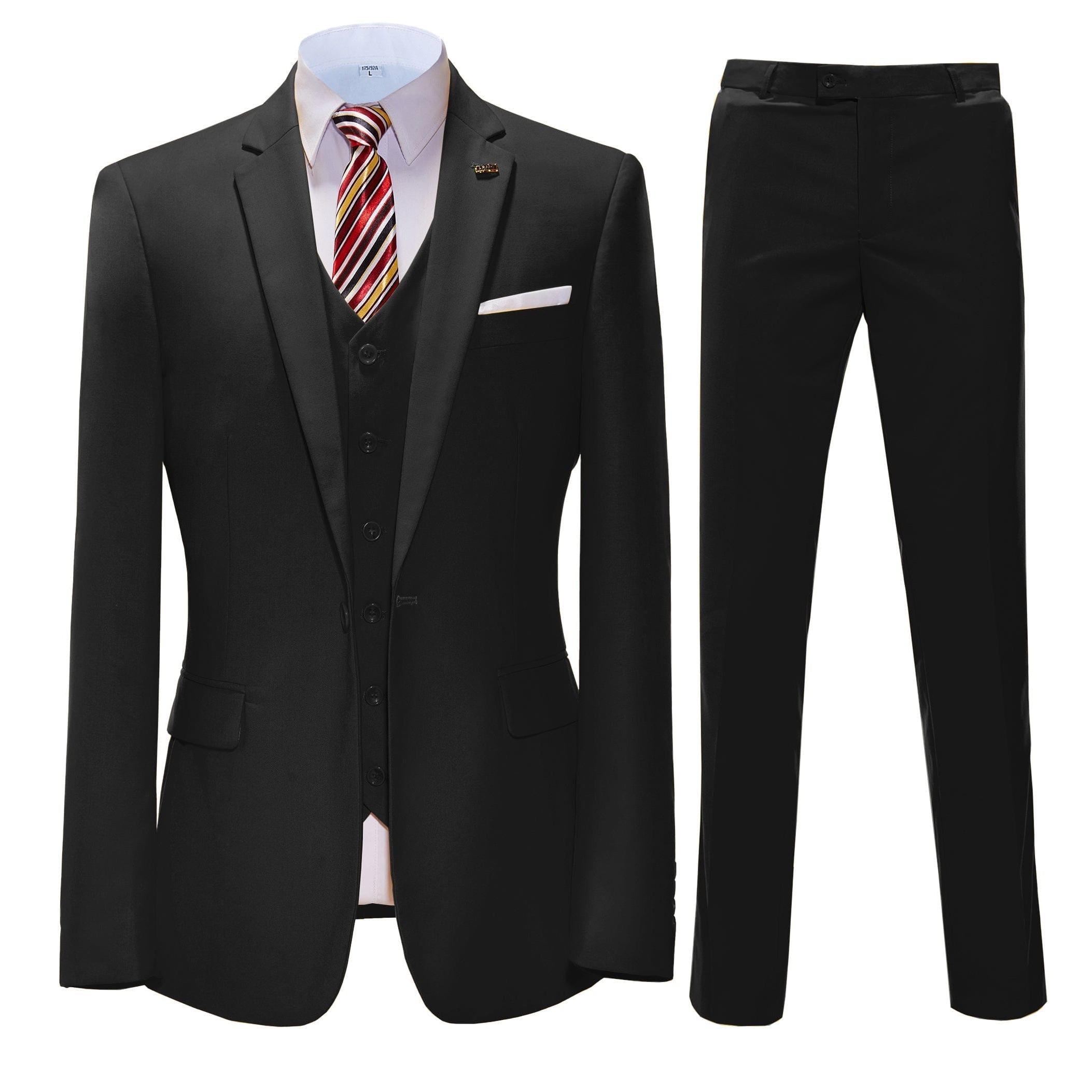 ceehuteey 3 Pieces Mens Suit Flat Notch Lapel Business Tuxedos (Blazer+vest+Pants)