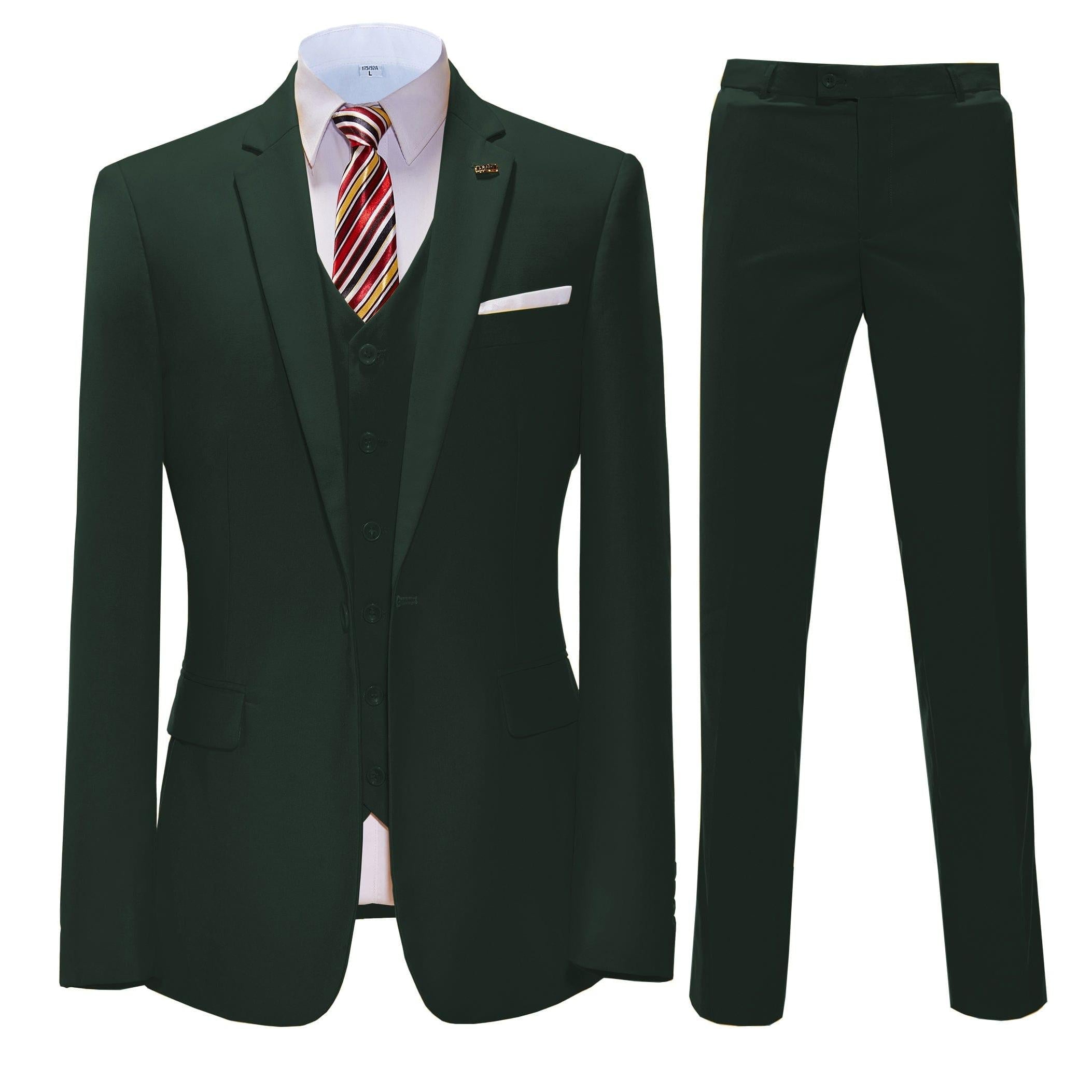 ceehuteey 3 Pieces Mens Suit Flat Notch Lapel Business Tuxedos (Blazer+vest+Pants)