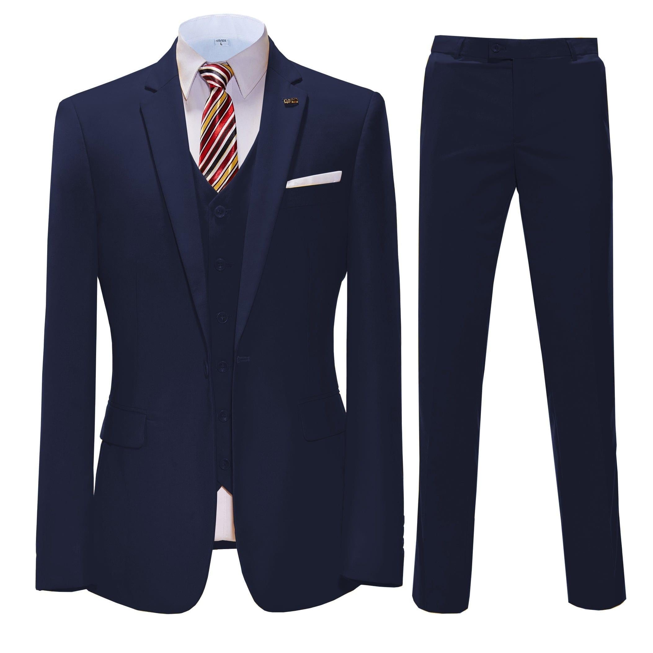 ceehuteey 3 Pieces Mens Suit Flat Notch Lapel Business Tuxedos (Blazer+vest+Pants)