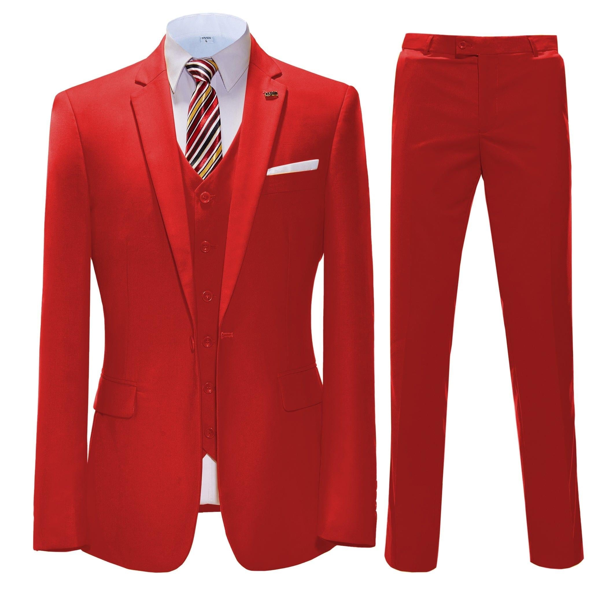 ceehuteey 3 Pieces Mens Suit Flat Notch Lapel Business Tuxedos (Blazer+vest+Pants)