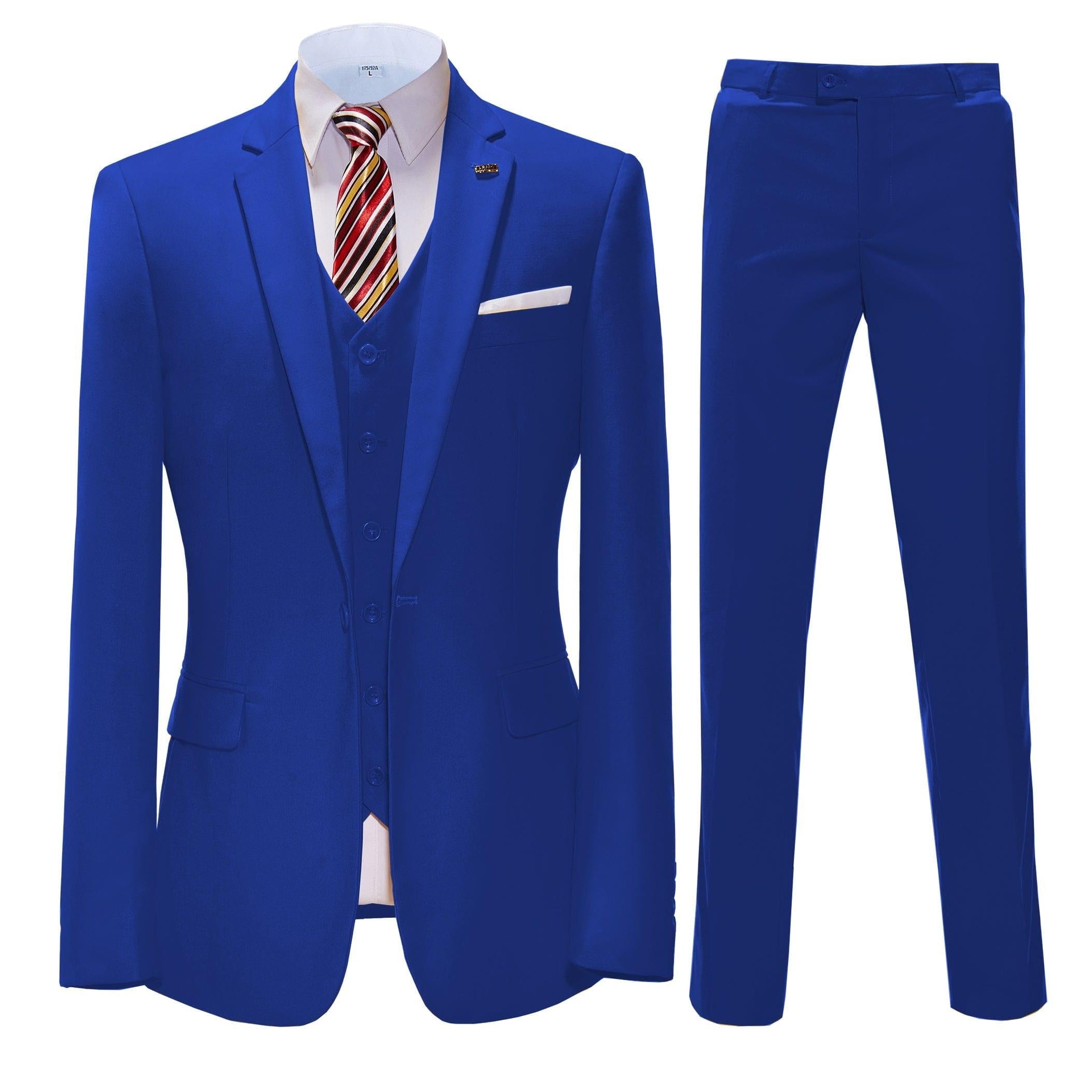 ceehuteey 3 Pieces Mens Suit Flat Notch Lapel Business Tuxedos (Blazer+vest+Pants)