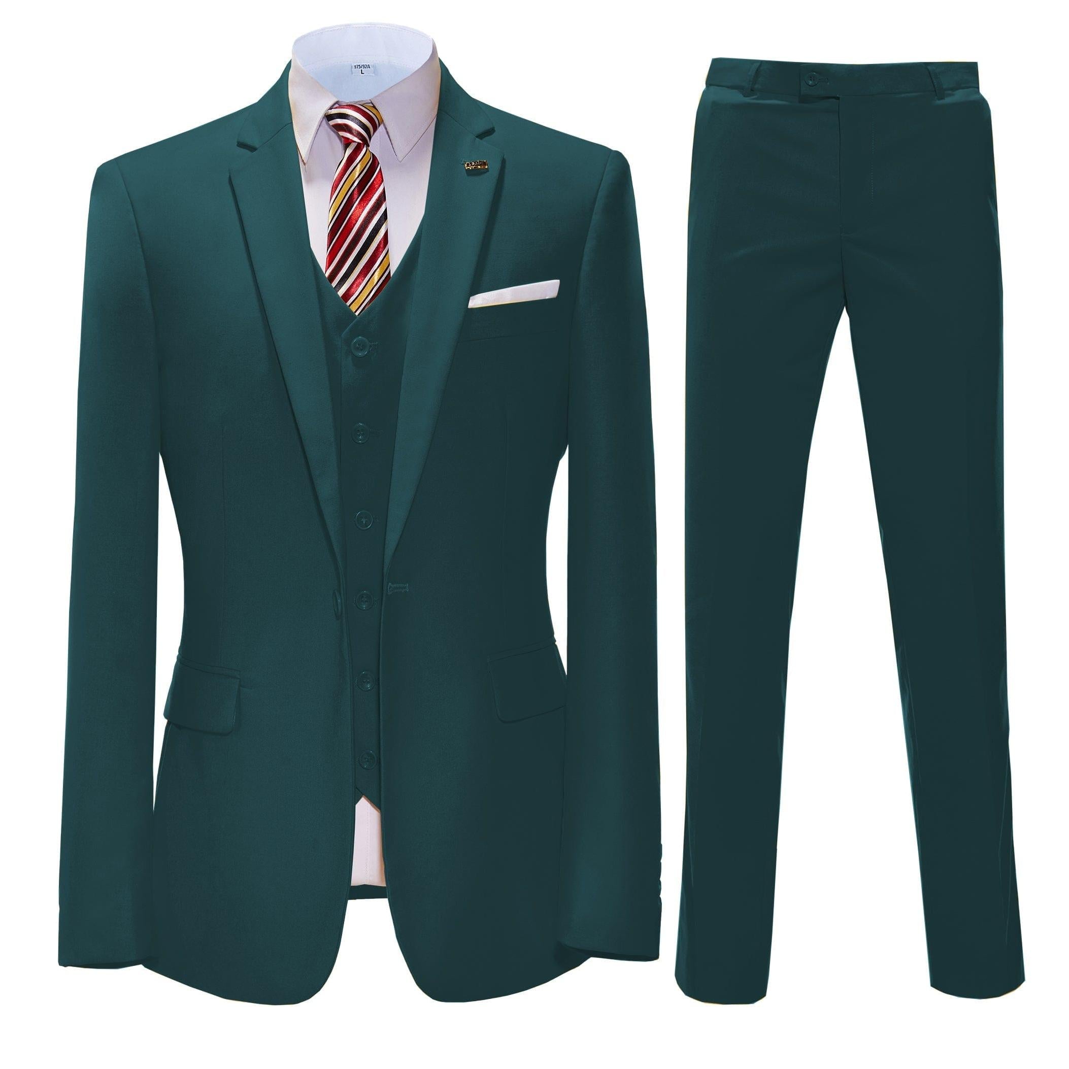 ceehuteey 3 Pieces Mens Suit Flat Notch Lapel Business Tuxedos (Blazer+vest+Pants)