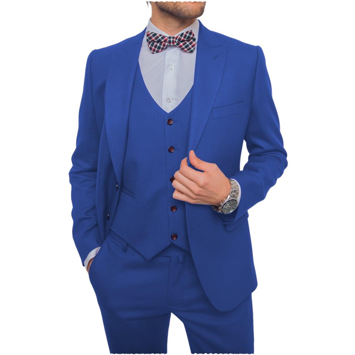 ceehuteey Business Flat 3 Pieces Men's Suit Blazer (Blazer+vest+Pants)