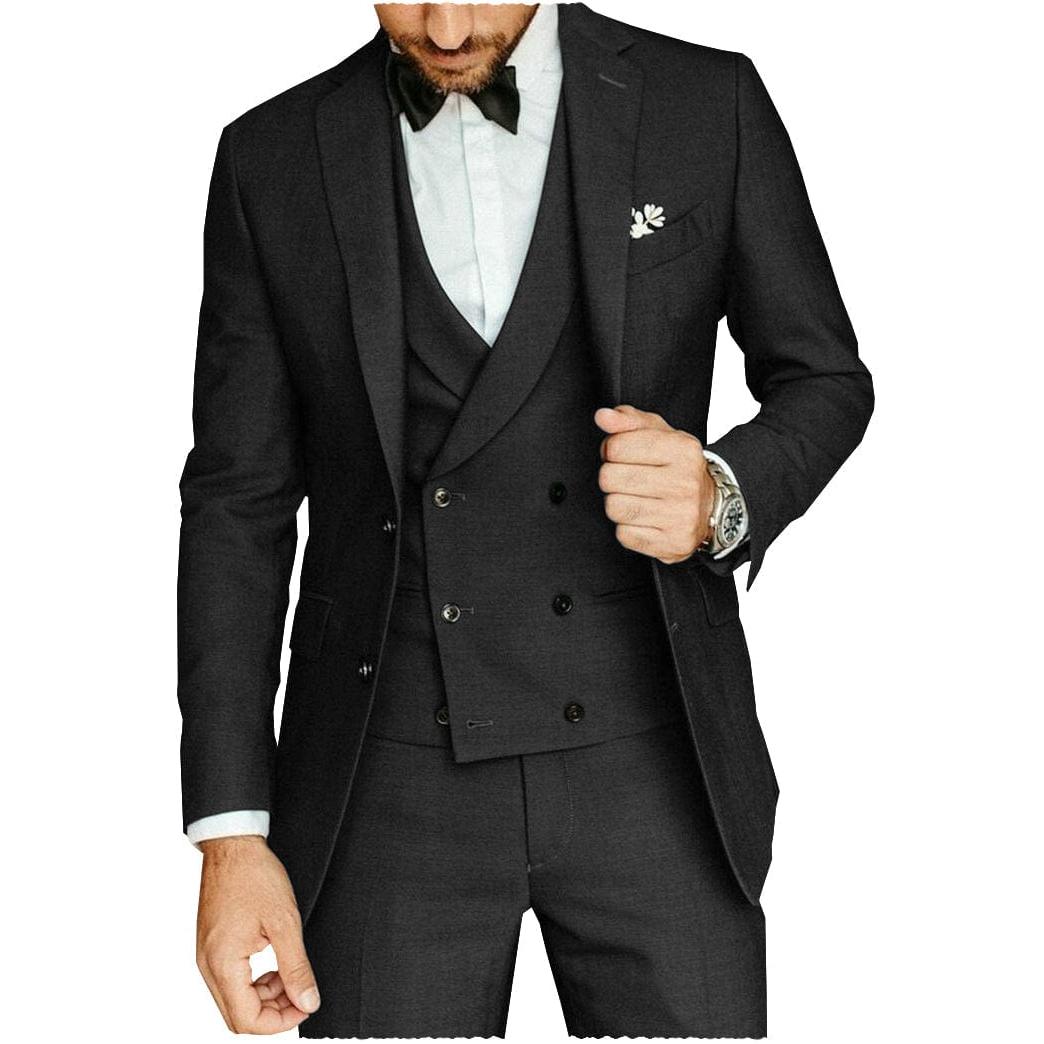 ceehuteey Casual Men's 3 Pieces Notch Lapel Tuxedos Burgundy (Blazer+vest+Pants)