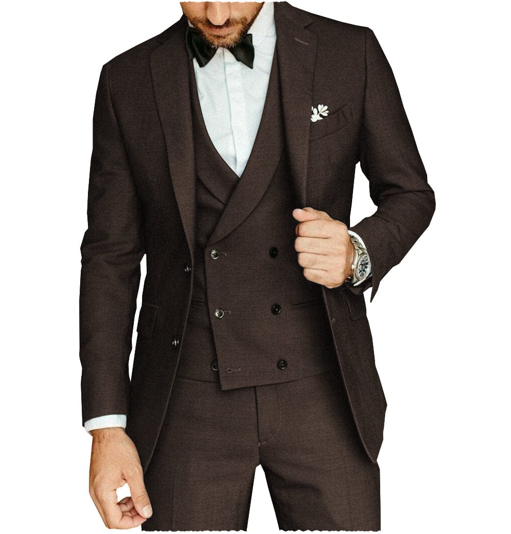 ceehuteey Casual Men's 3 Pieces Notch Lapel Tuxedos Burgundy (Blazer+vest+Pants)