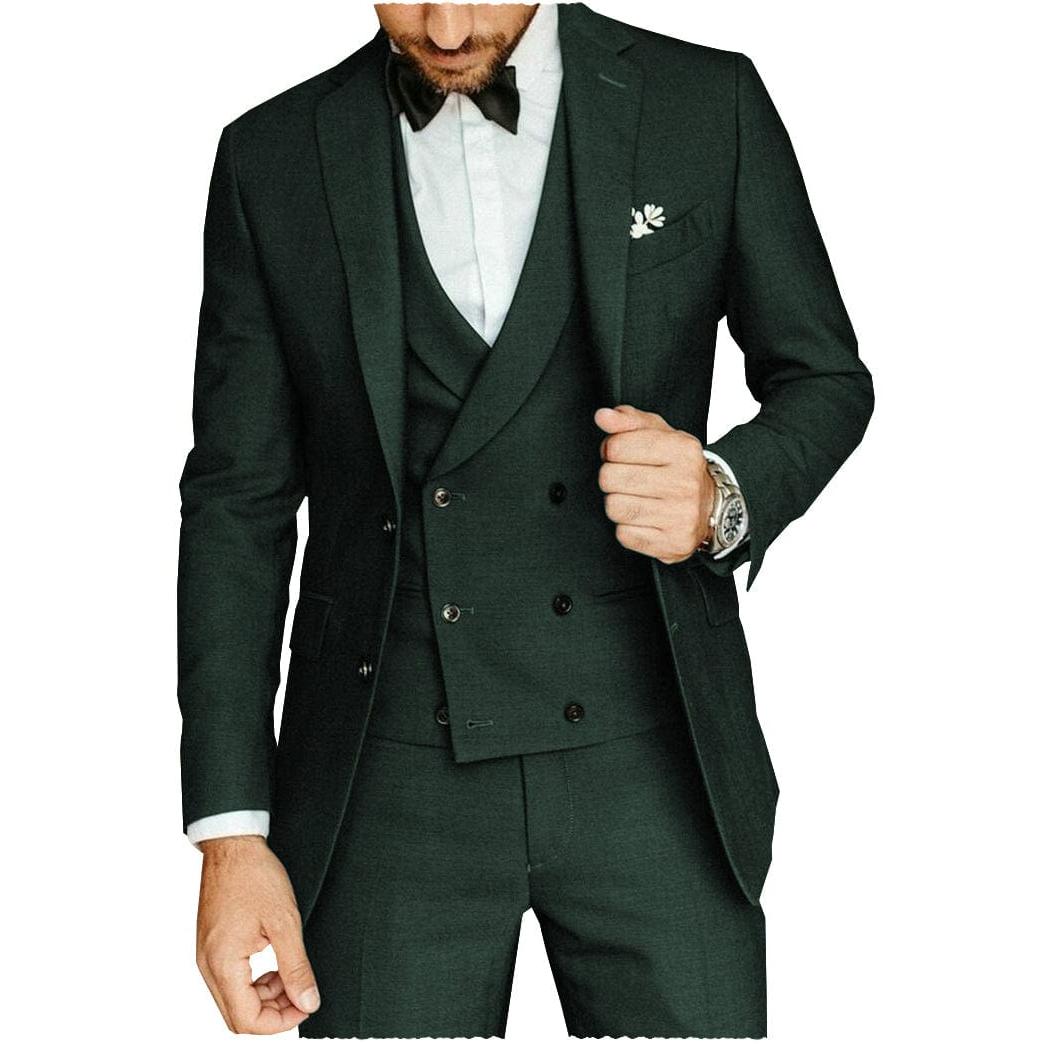 ceehuteey Casual Men's 3 Pieces Notch Lapel Tuxedos Burgundy (Blazer+vest+Pants)