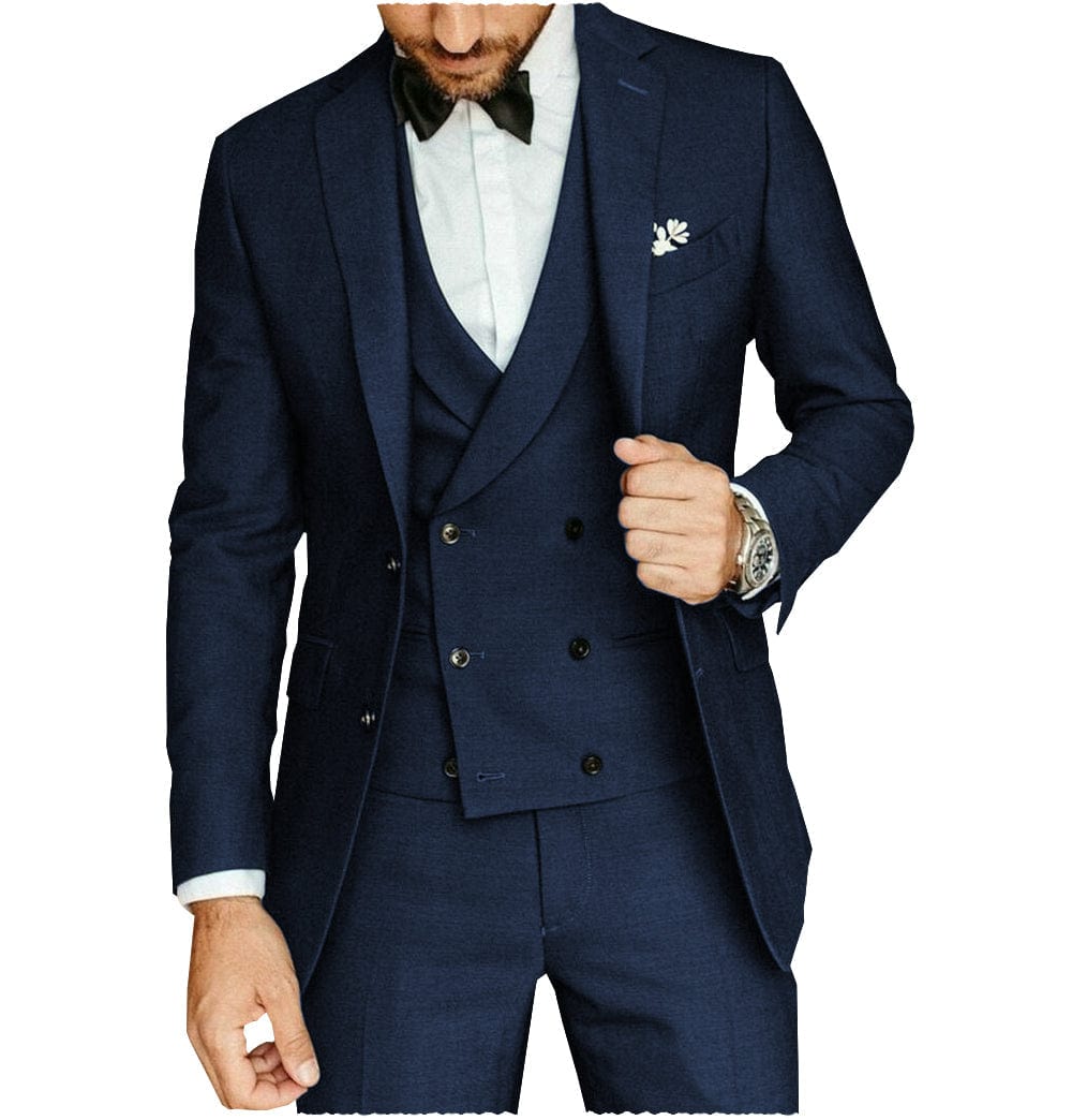 ceehuteey Casual Men's 3 Pieces Notch Lapel Tuxedos Burgundy (Blazer+vest+Pants)