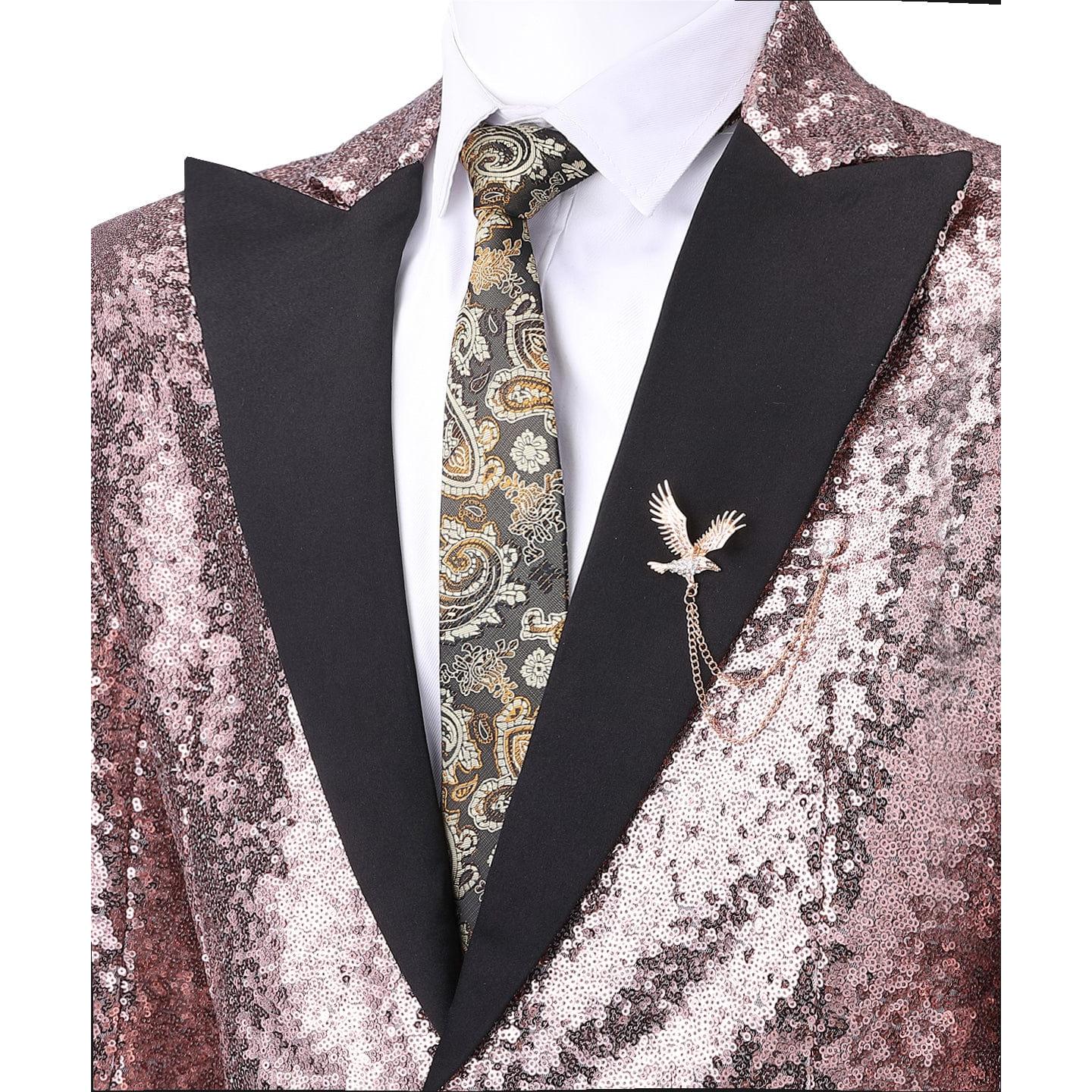 ceehuteey Casual Men's Floral Suit Double Breasted 2 Piece Business Tuxedos (Blazer+Pants)