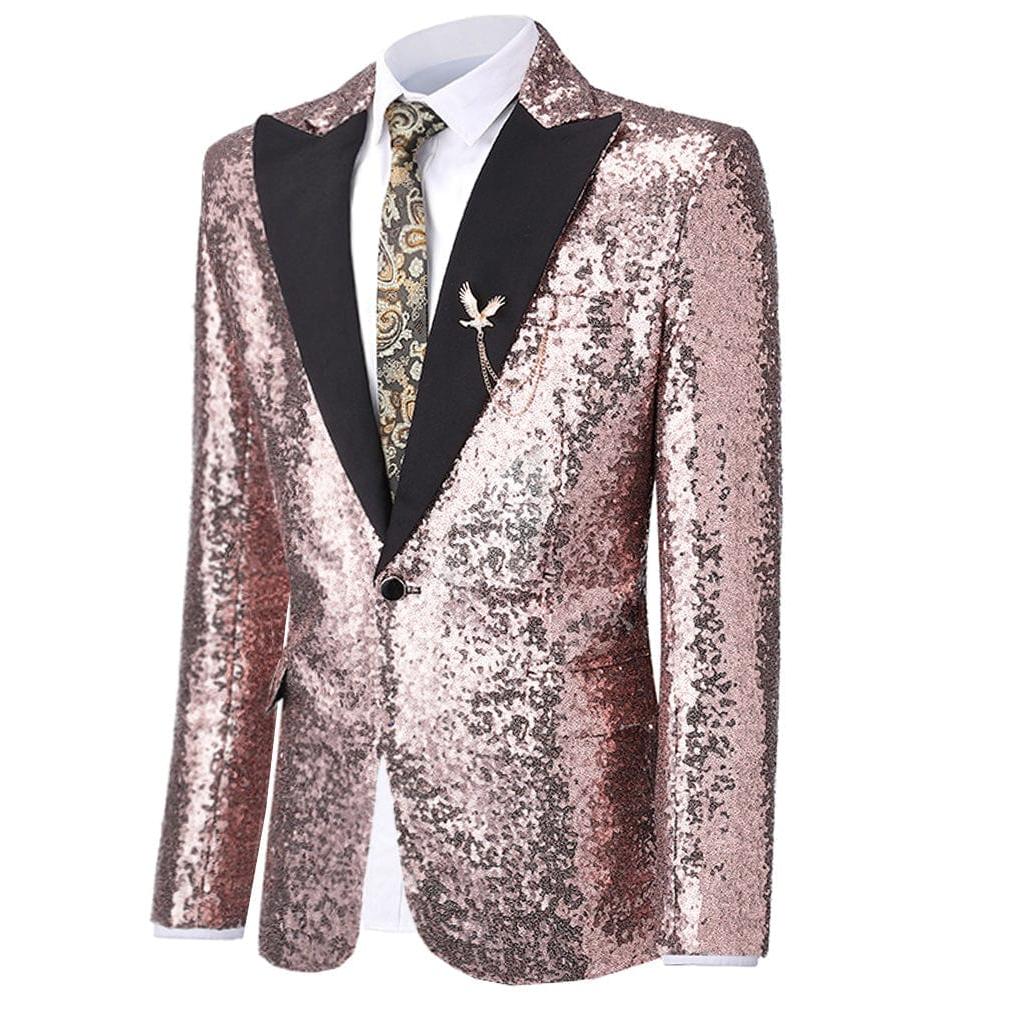 ceehuteey Casual Men's Floral Suit Double Breasted 2 Piece Business Tuxedos (Blazer+Pants)