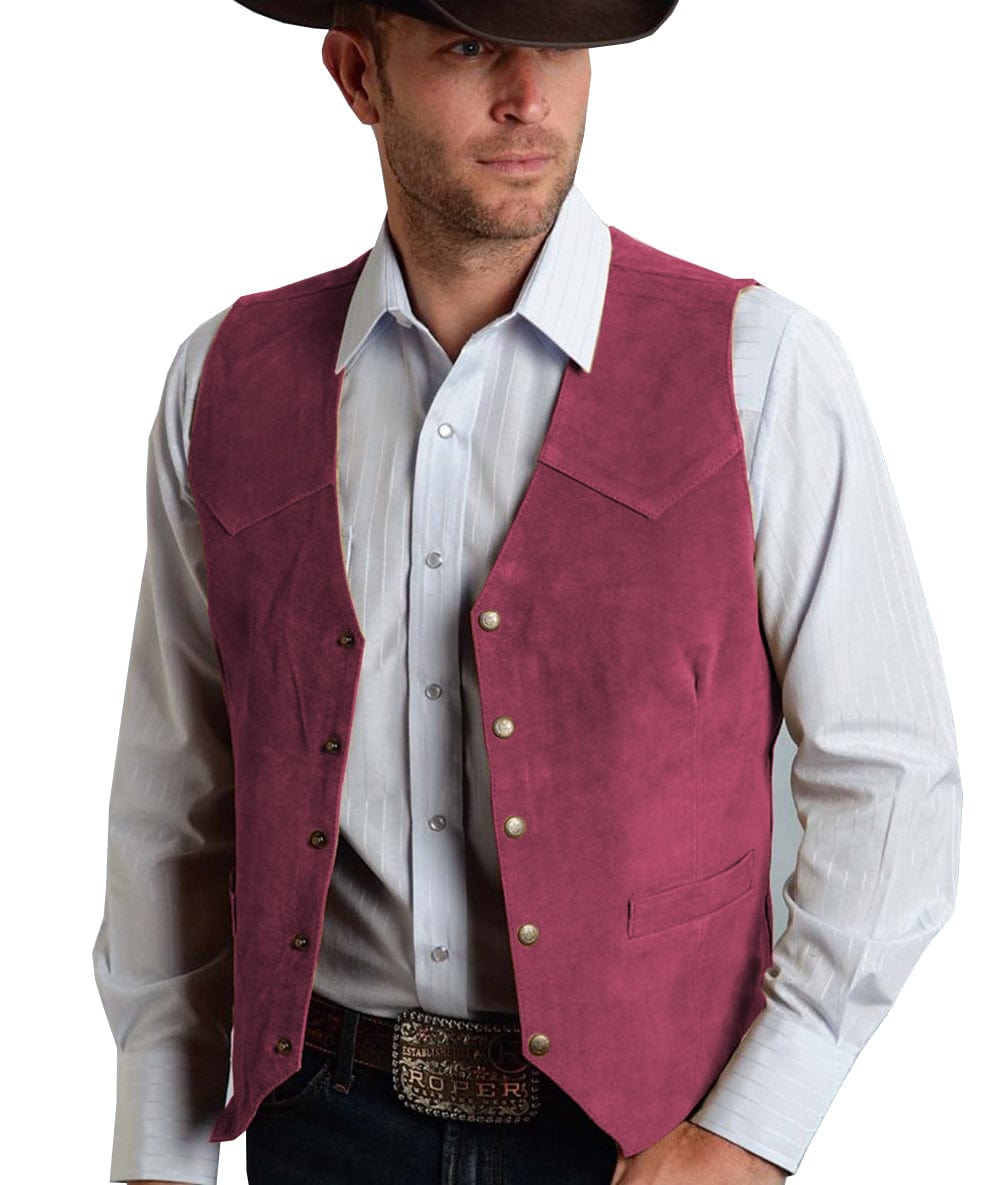 ceehuteey Casual Men's Suede Fashion Cowboy Suit Vest V Neck Waistcoat