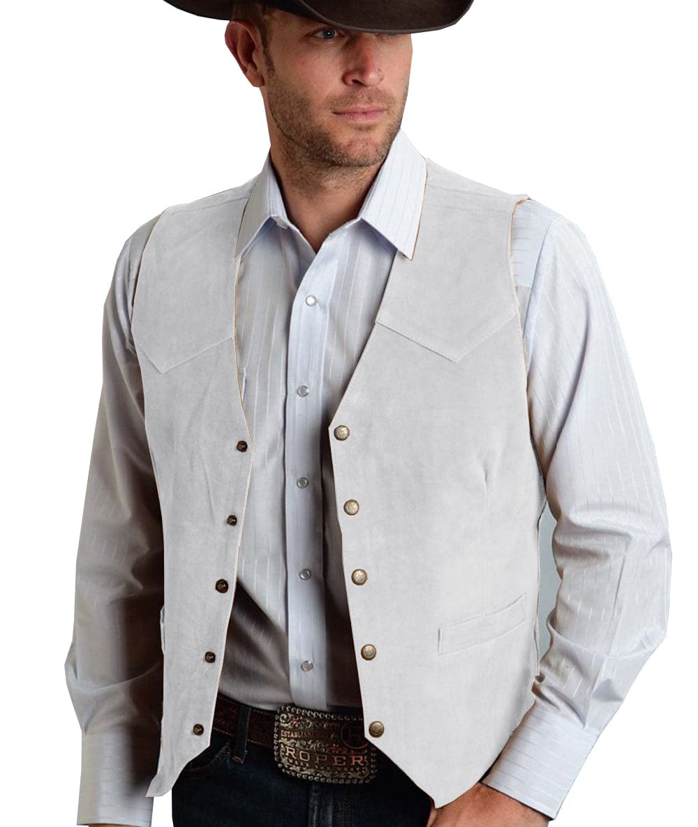 ceehuteey Casual Men's Suede Fashion Cowboy Suit Vest V Neck Waistcoat