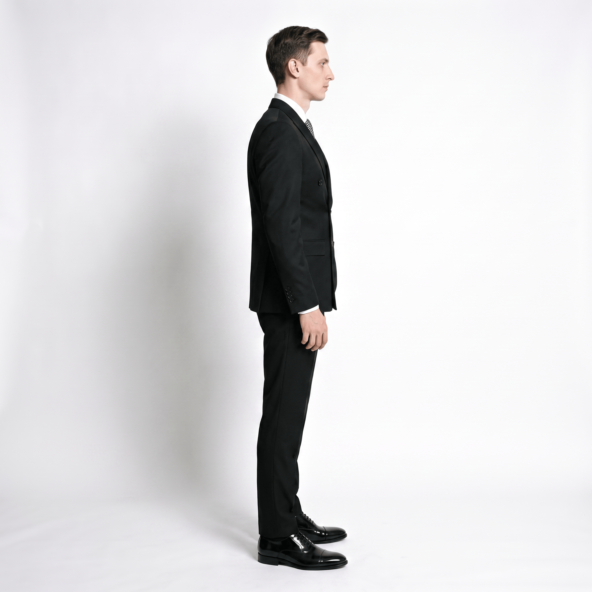 Ceehuteey Ceehuteey 2 Pieces Men's Suit Slim Fit Flat Double Breasted Peak Lapel Suits (Blazer+Pants)