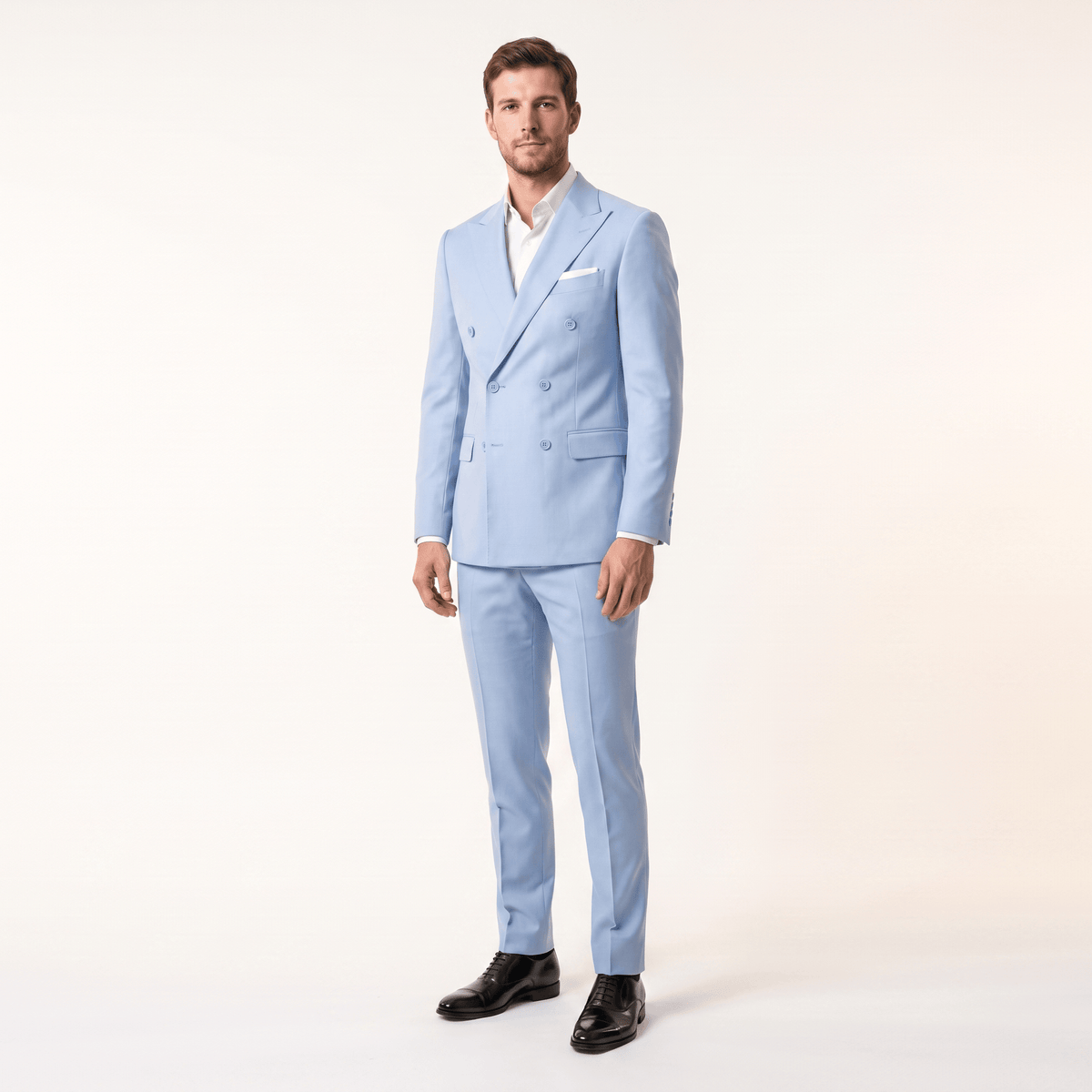 ceehuteey Ceehuteey 2 Pieces Men’s Suit Slim Fit Flat Peak Lapel Tuxedos (Blazer+Pants)
