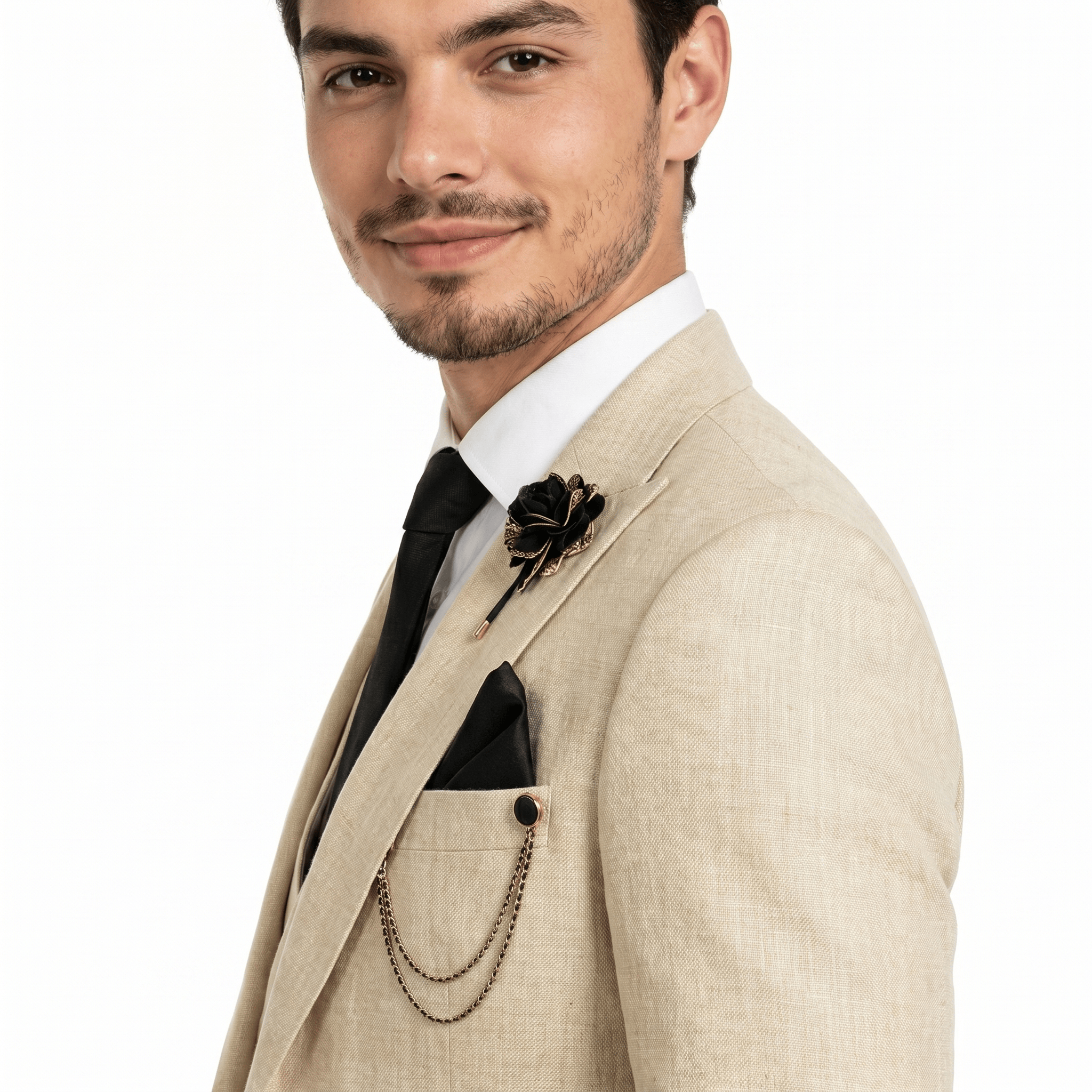 Ceehuteey Ceehuteey 3 Piece Mens Suit Double Breasted Prom Peak Lapel Suit (Blazer + Vest + Pants)