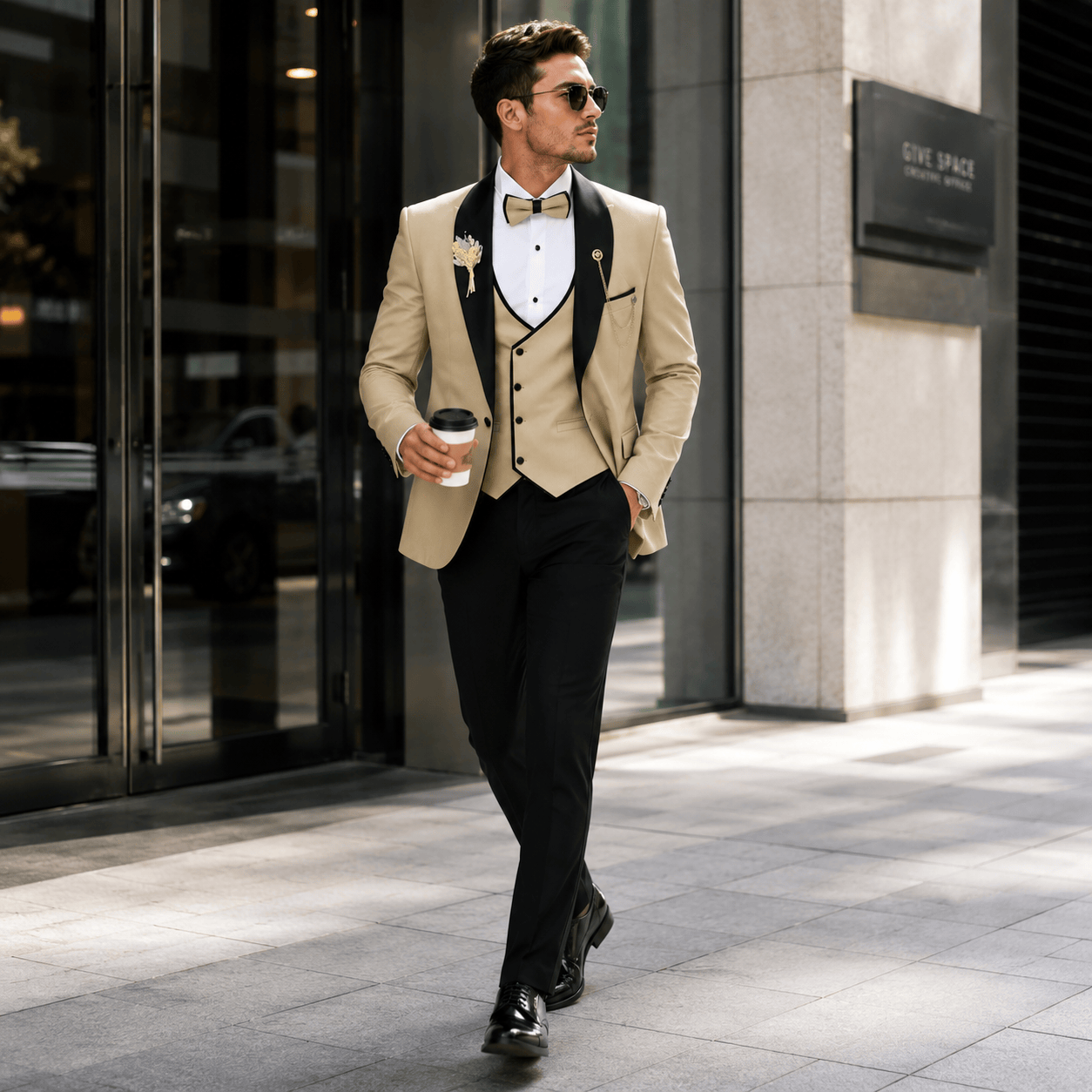 Ceehuteey Ceehuteey 3 Piece Mens Suit Shawl Lapel Prom For Suits (Blazer + Vest + Pants)