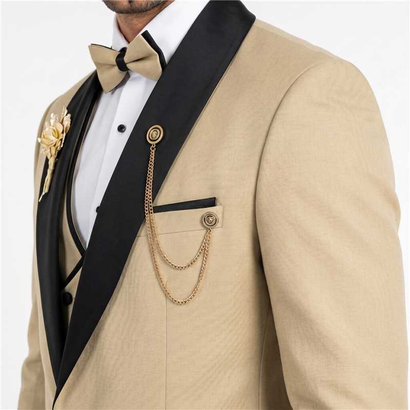 Ceehuteey Ceehuteey 3 Piece Mens Suit Shawl Lapel Prom For Suits (Blazer + Vest + Pants)