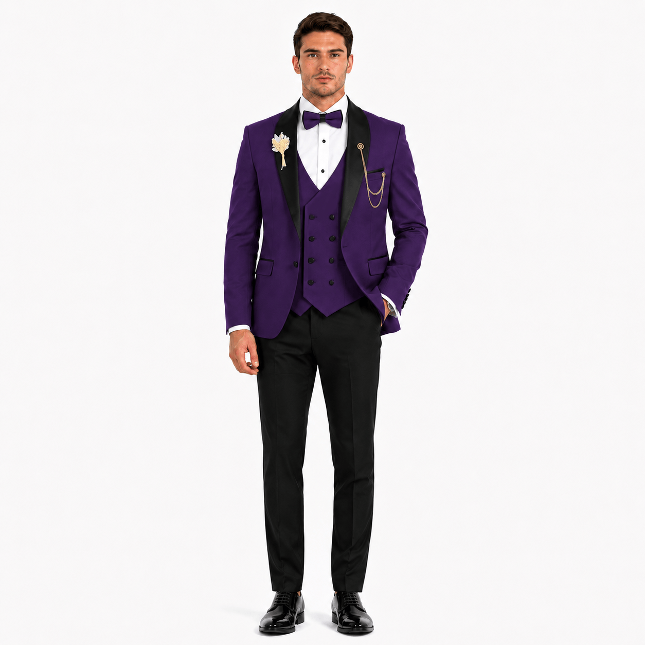 Ceehuteey Ceehuteey 3 Piece Mens Suit Shawl Lapel Prom For Suits (Blazer + Vest + Pants)