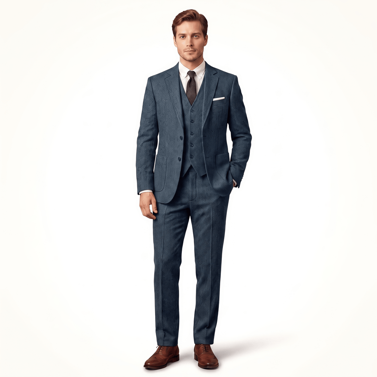 Ceehuteey Ceehuteey 3 Pieces Men's Suit Classic Tweed Notch Lapel Suits Prom(Blazer+Vest+Pants)
