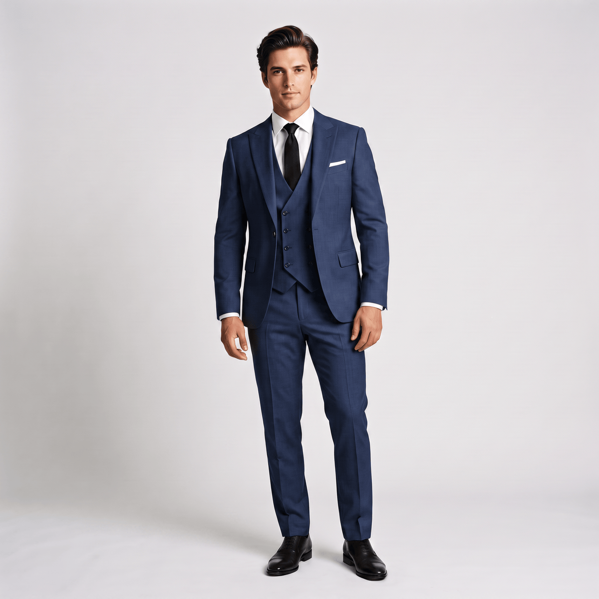 Ceehuteey Ceehuteey 3 Pieces Men's Suit Flat Peak Lapel Suits (Blazer+Vest+Pants)