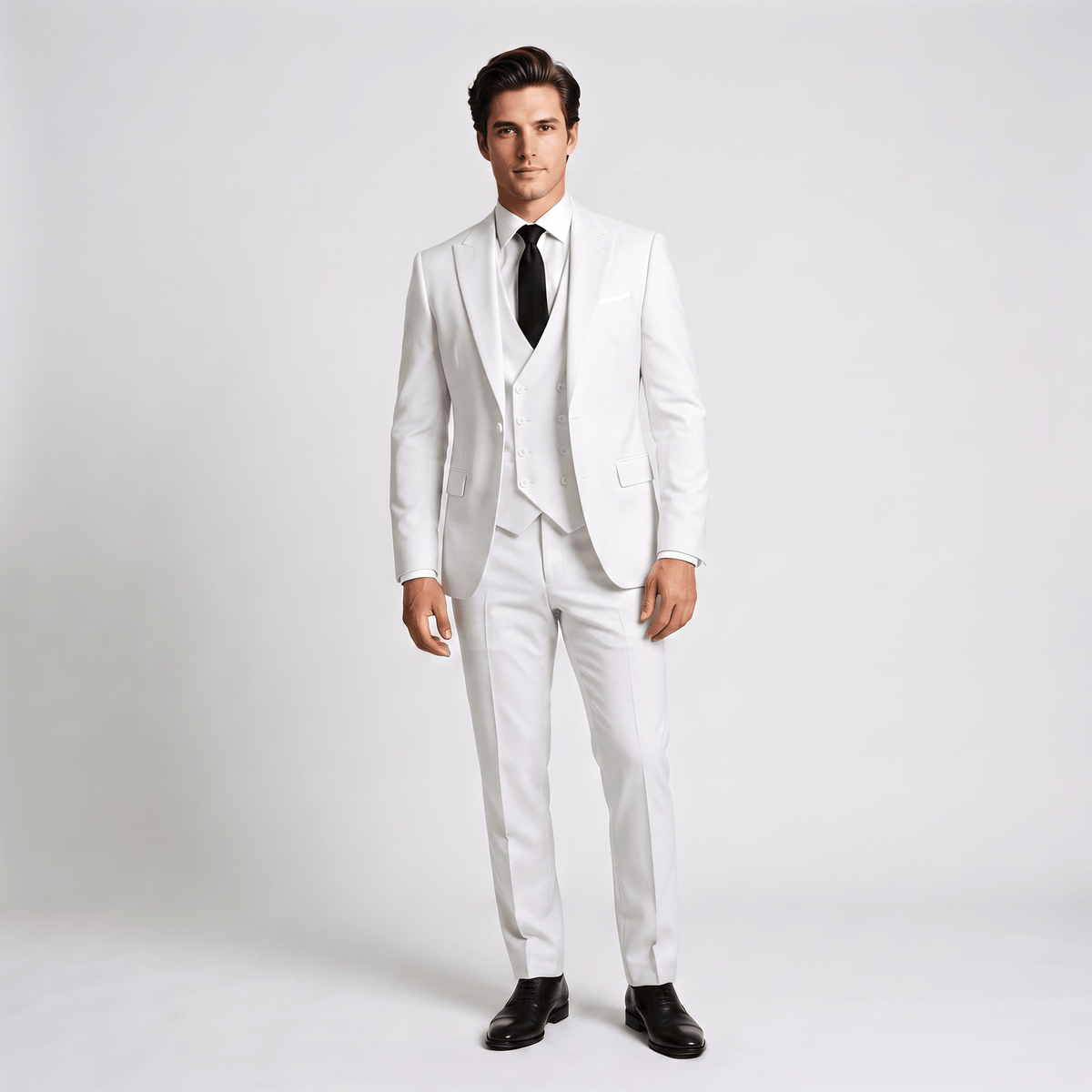 Ceehuteey Ceehuteey 3 Pieces Men's Suit Flat Peak Lapel Suits (Blazer+Vest+Pants)