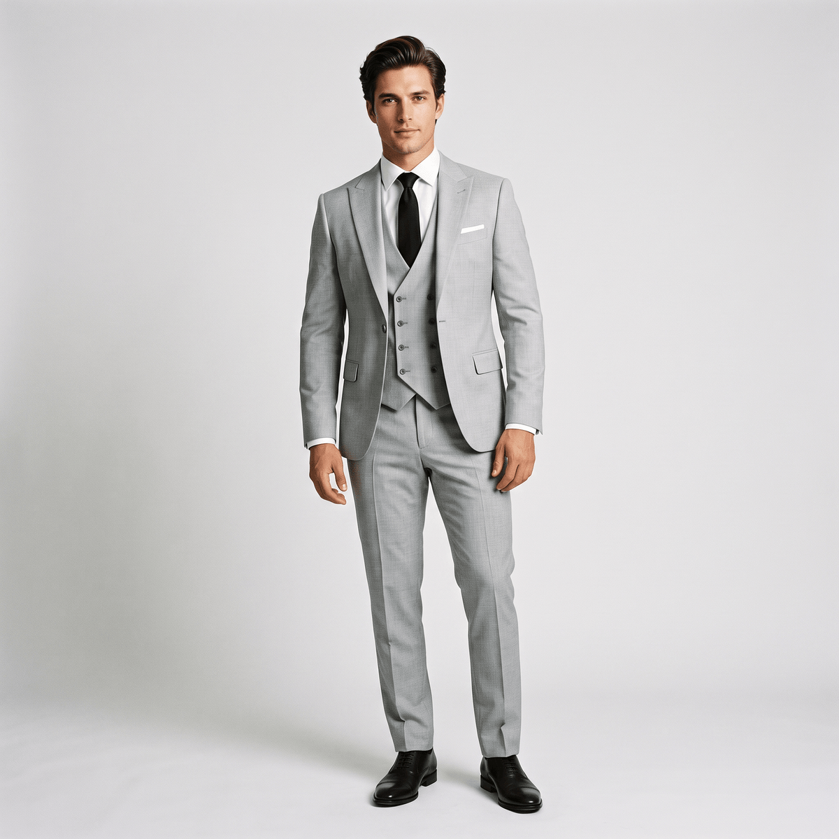 Ceehuteey Ceehuteey 3 Pieces Men's Suit Flat Peak Lapel Suits (Blazer+Vest+Pants)