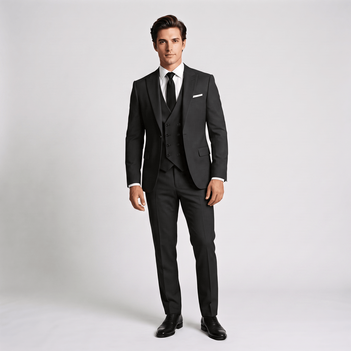Ceehuteey Ceehuteey 3 Pieces Men's Suit Flat Peak Lapel Suits (Blazer+Vest+Pants)