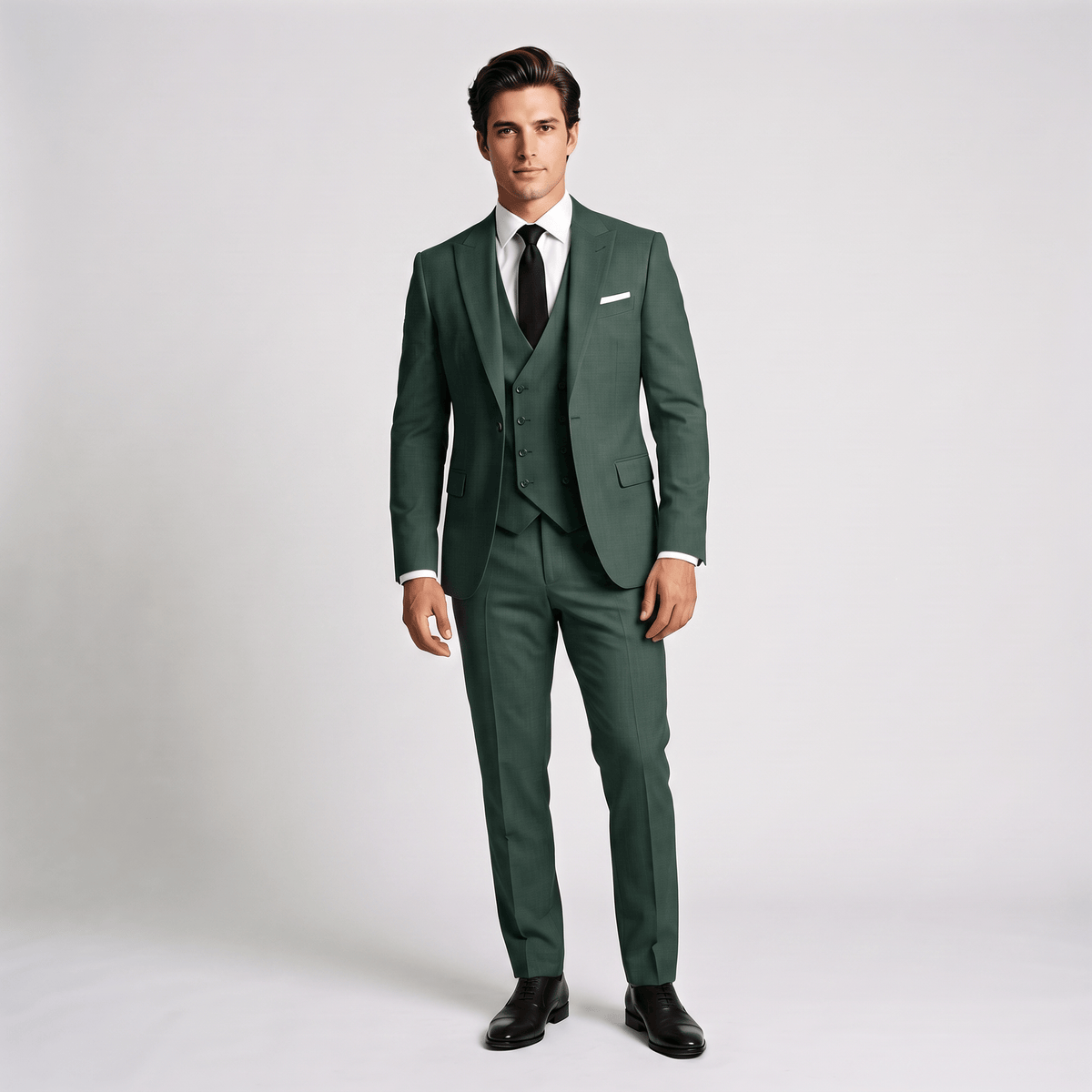Ceehuteey Ceehuteey 3 Pieces Men's Suit Flat Peak Lapel Suits (Blazer+Vest+Pants)