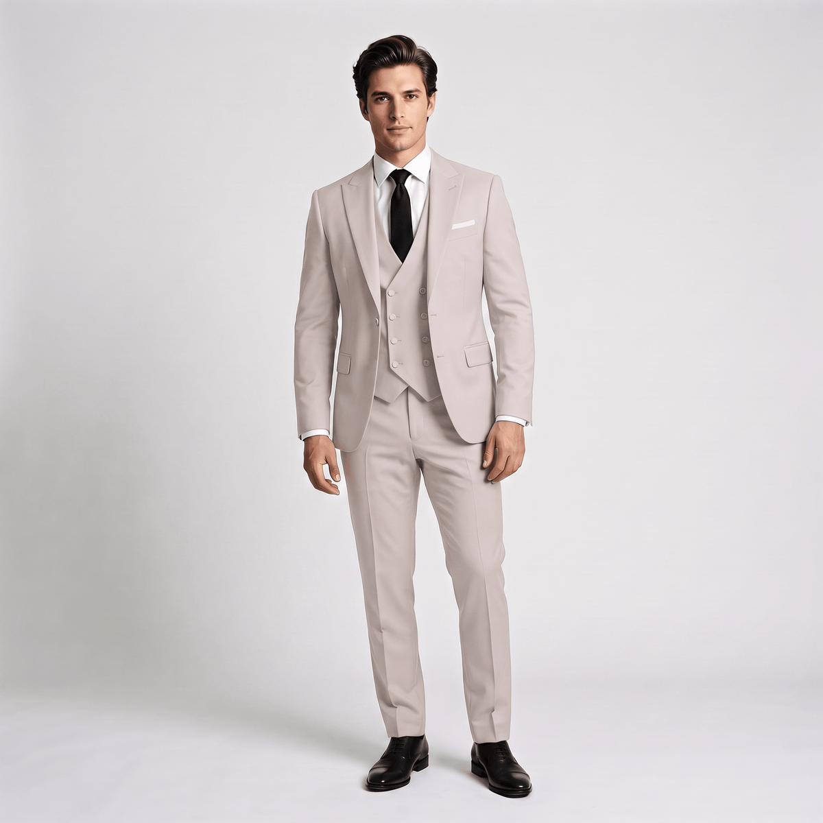 Ceehuteey Ceehuteey 3 Pieces Men's Suit Flat Peak Lapel Suits (Blazer+Vest+Pants)