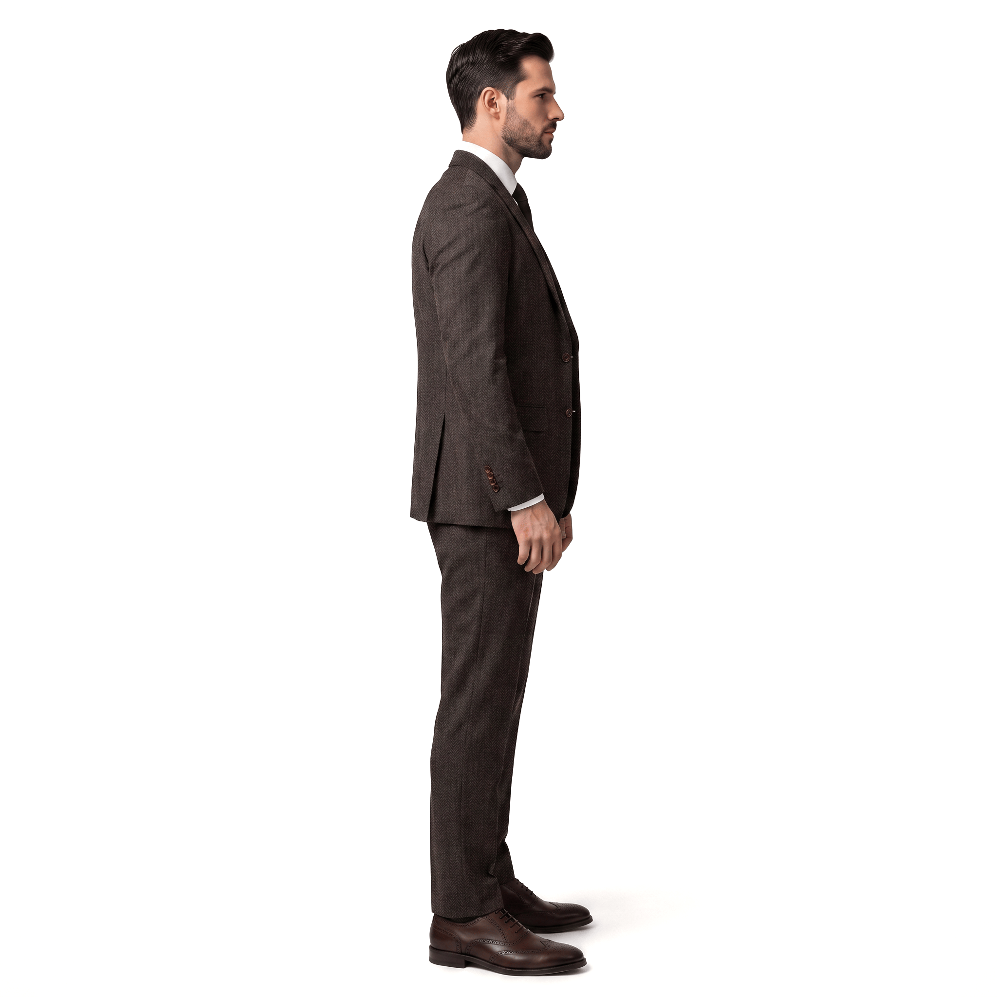Ceehuteey Ceehuteey Classic 3 Pieces Men's Suit Herringbone Peak Lapel Suit(Blazer+vest+Pants)