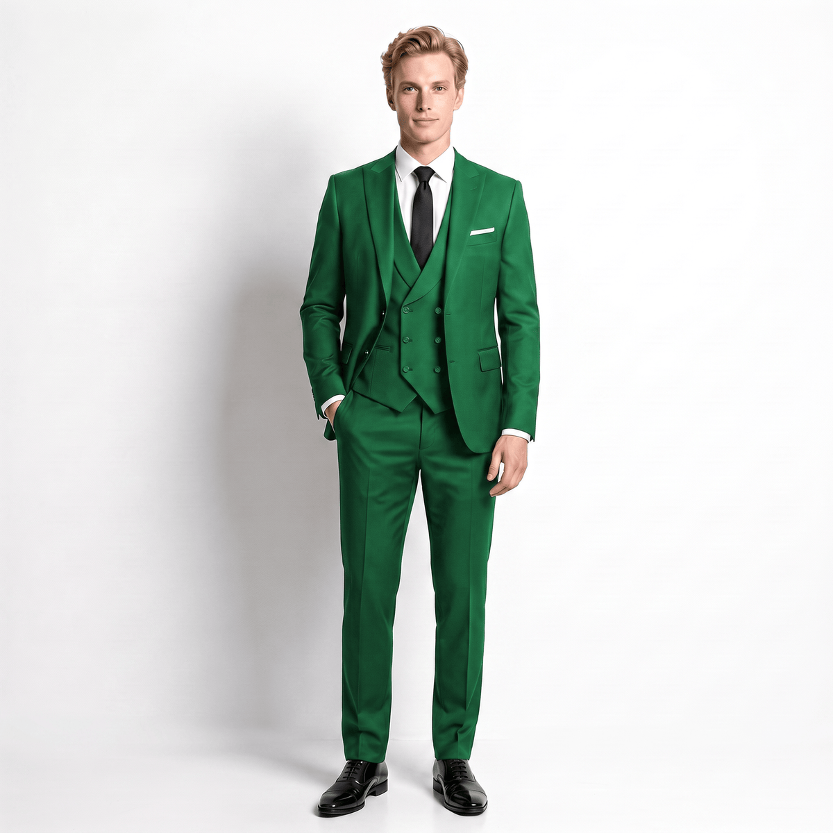 Ceehuteey Ceehuteey Formal Men's Suit 3 Pieces Flat Slim Fit Peak Lapel Tuxedos (Blazer+vest+Pants)