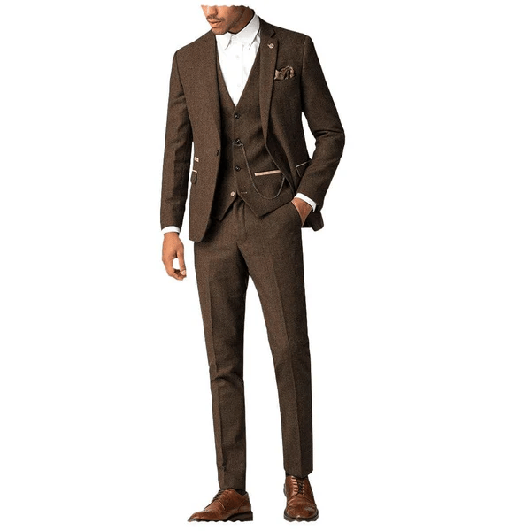 ceehuteey Ceehuteey Herringbone 3 Piece Men's Suit for Graduation(Blazer + Vest + Pants)