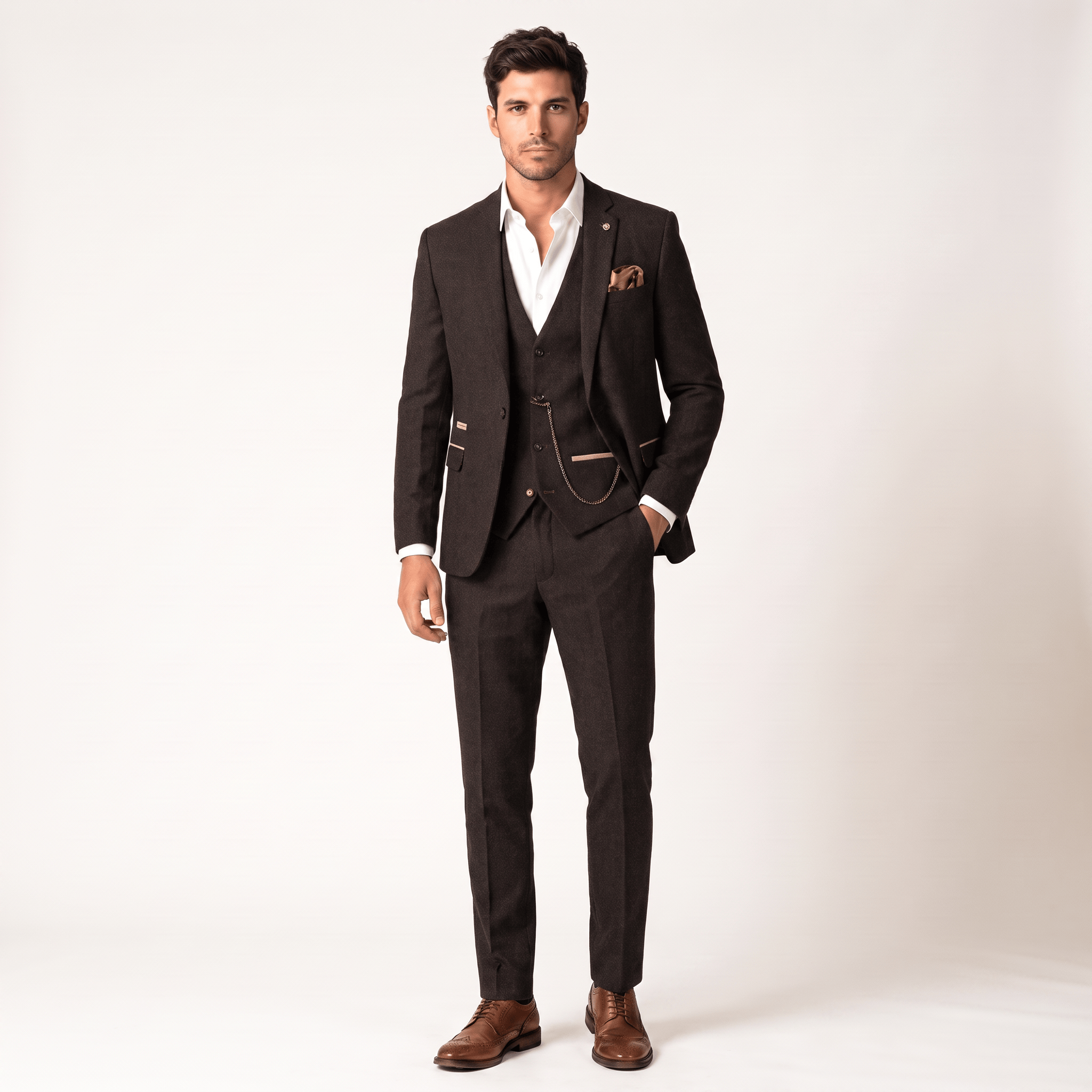 Ceehuteey Ceehuteey Herringbone 3 Piece Men's Suit for Graduation(Blazer + Vest + Pants)