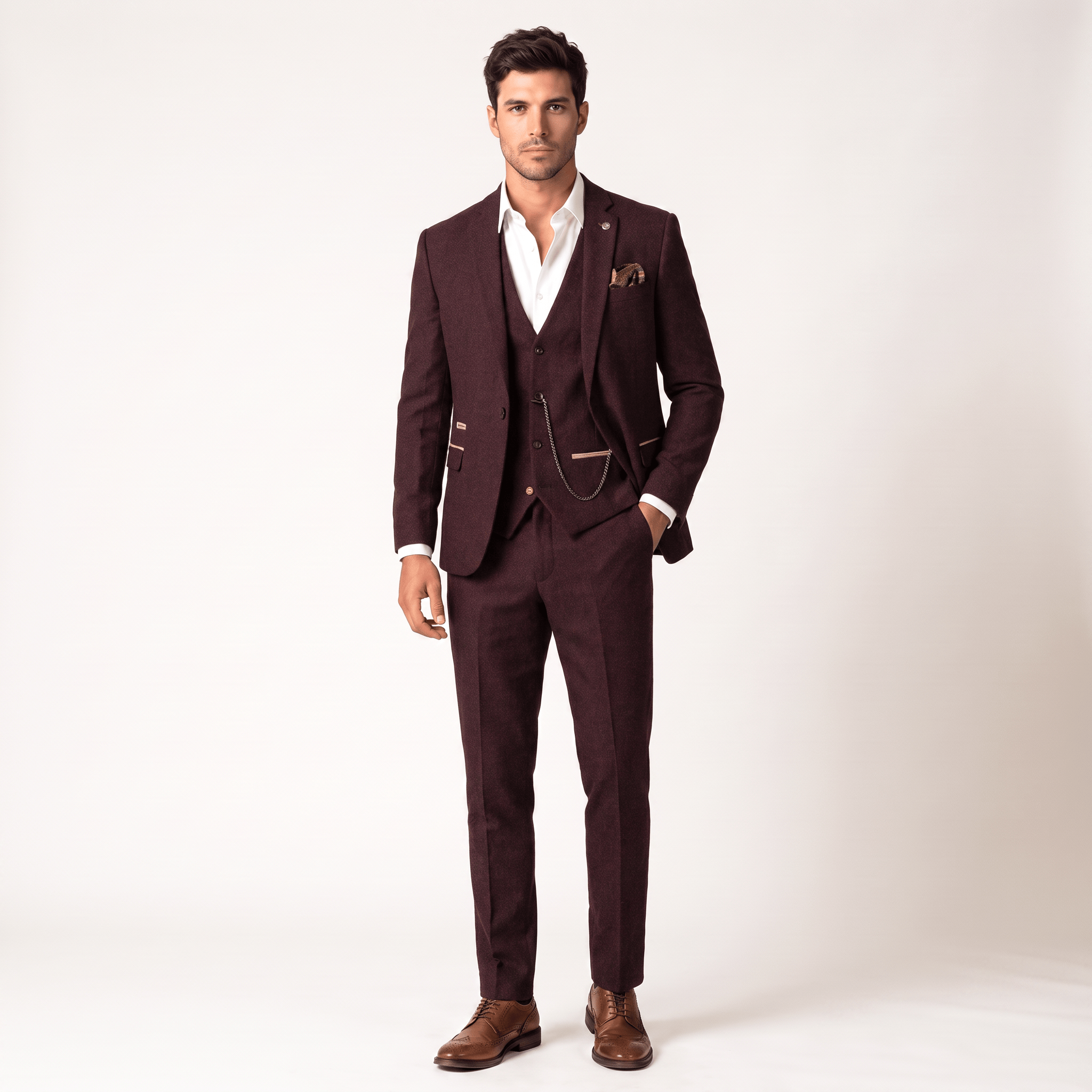 Ceehuteey Ceehuteey Herringbone 3 Piece Men's Suit for Graduation(Blazer + Vest + Pants)
