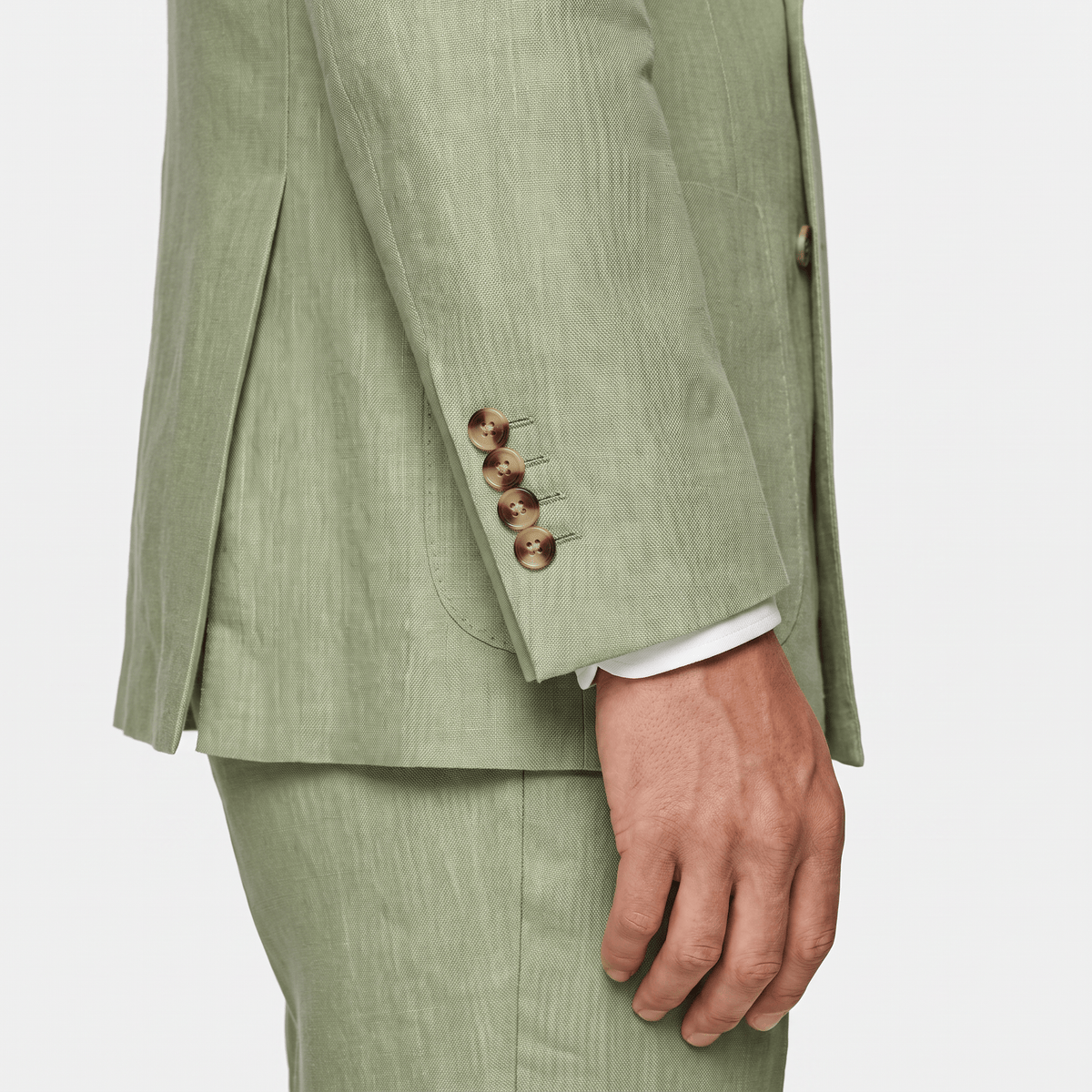 Ceehuteey Ceehuteey Linen Men's Double Breasted Solid Peak lapel Men‘s Suit (Blazer+Pants)