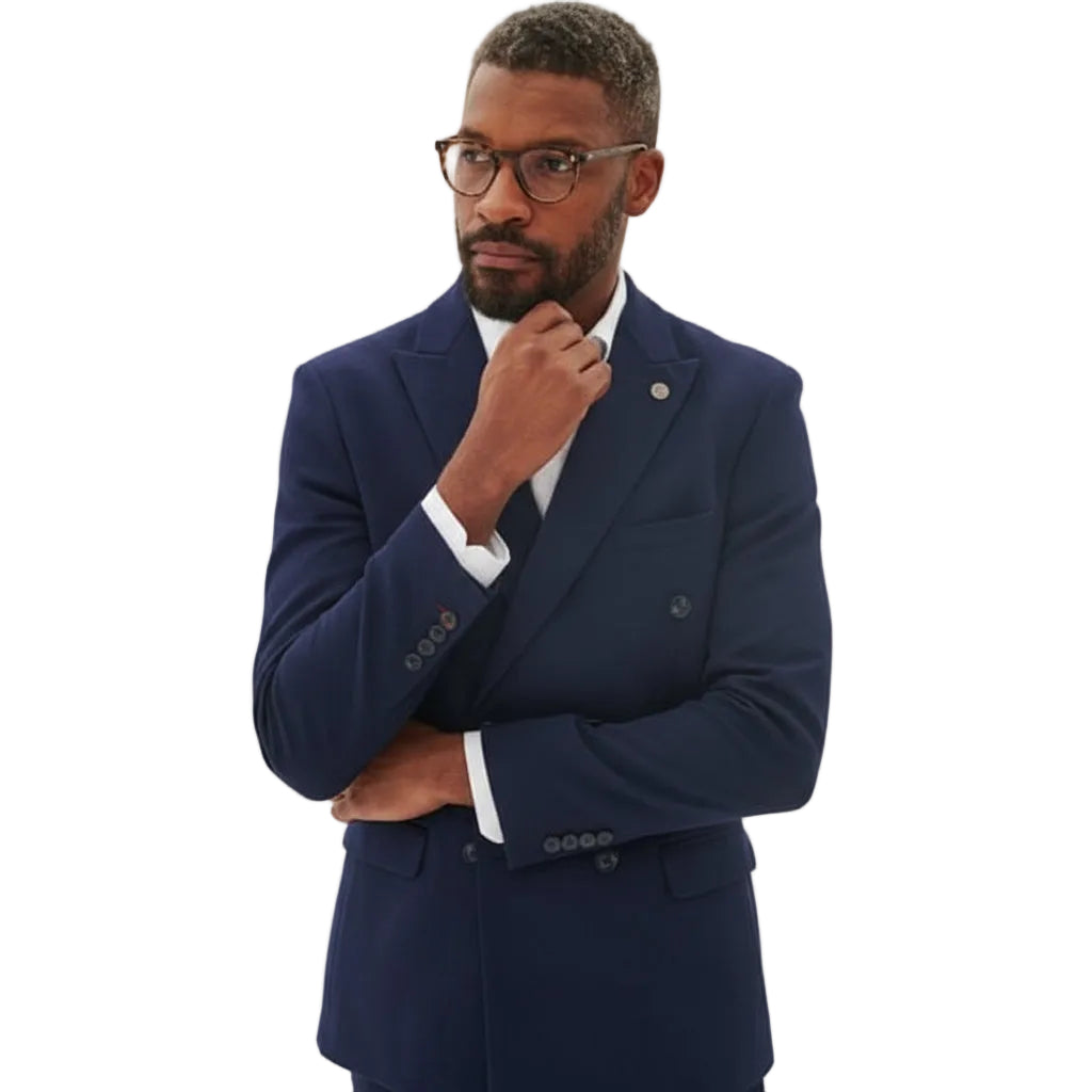 ceehuteey Ceehuteey Men's 2 Piece Peak lapel Double Breasted Slim Fit Suit Stylish Tuxedo Suit Set (Blazer+vest+Pants)