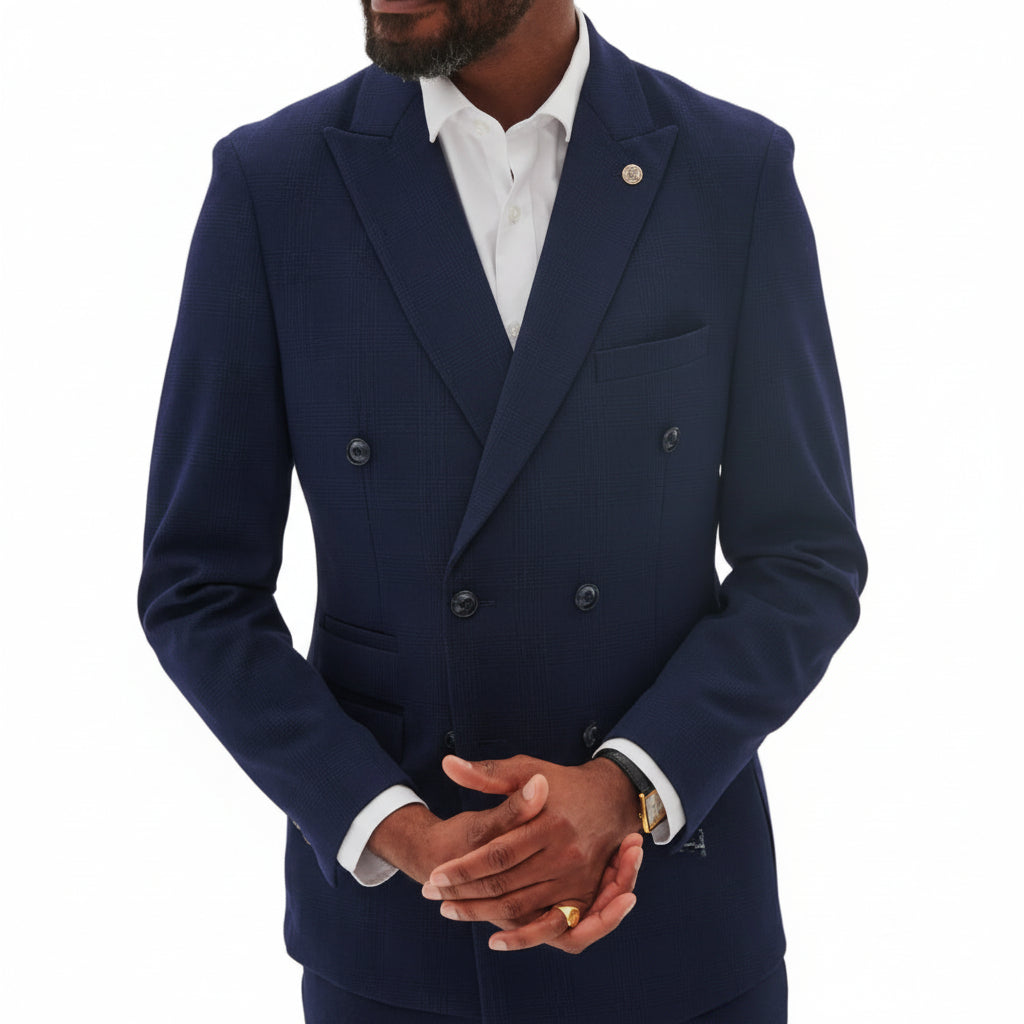 ceehuteey Ceehuteey Men's 2 Piece Peak lapel Double Breasted Slim Fit Suit Stylish Tuxedo Suit Set (Blazer+vest+Pants)