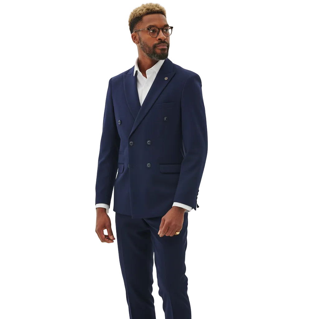 ceehuteey Ceehuteey Men's 2 Piece Peak lapel Double Breasted Slim Fit Suit Stylish Tuxedo Suit Set (Blazer+vest+Pants)