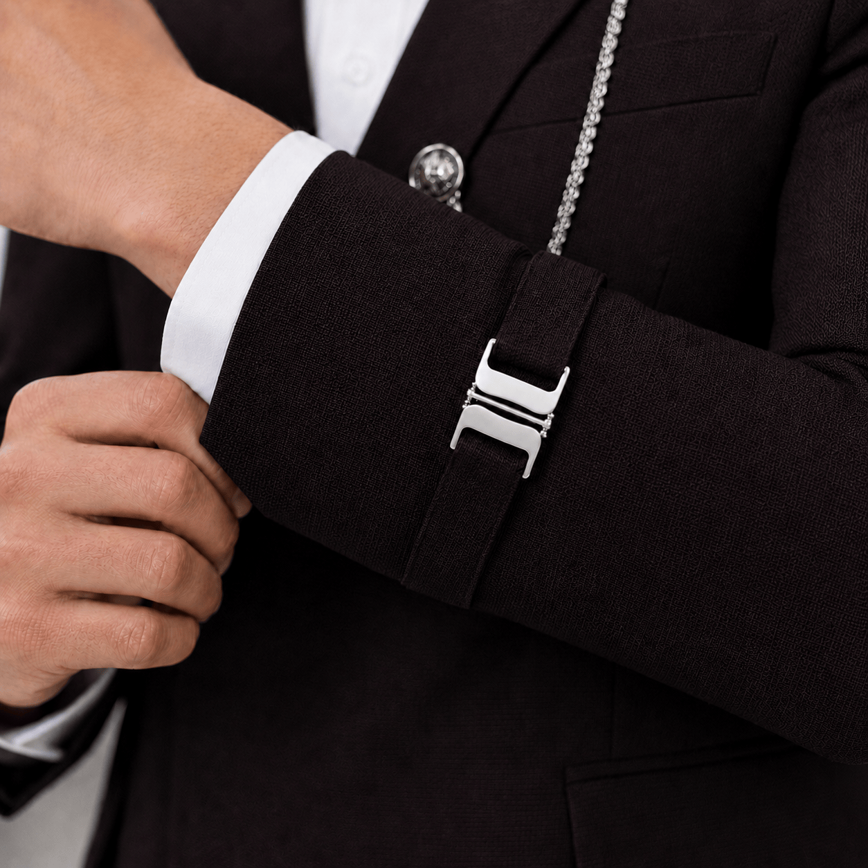 Ceehuteey Ceehuteey Men's 2 Piece Solid Notch Lapel Suit Set with Metal Clasp (Blazer+Pants)