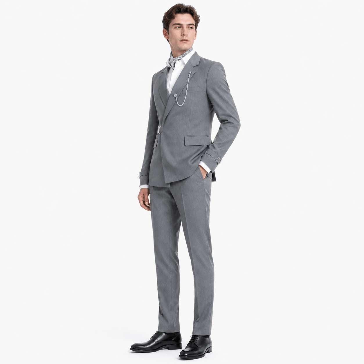 Ceehuteey Ceehuteey Men's 2 Piece Suit with Metal Clasp Suit Stylish Suit Set