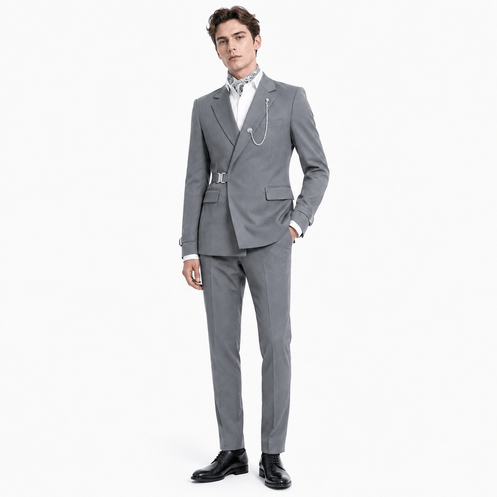 Men's 2 Piece Suit with Metal Clasp Slim Fit Suit Stylish Tuxedo