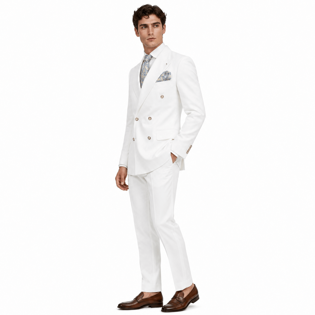 Ceehuteey Ceehuteey Men's 2 Pieces Double Breasted Peak Lapel Gent Suit (Blazer+Pants)