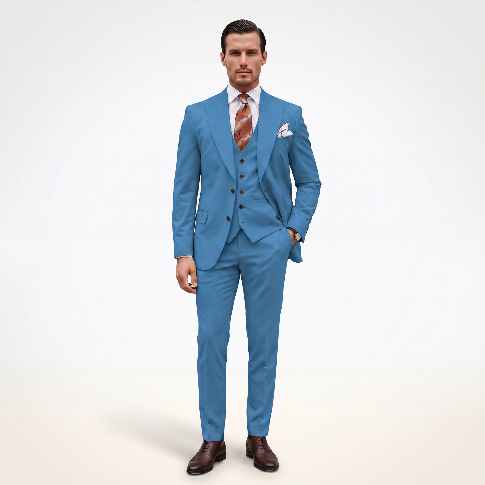 Ceehuteey Ceehuteey Men's 3 Piece Peak Lapel Men's Express Suit (Blazer+Vest+Pants)