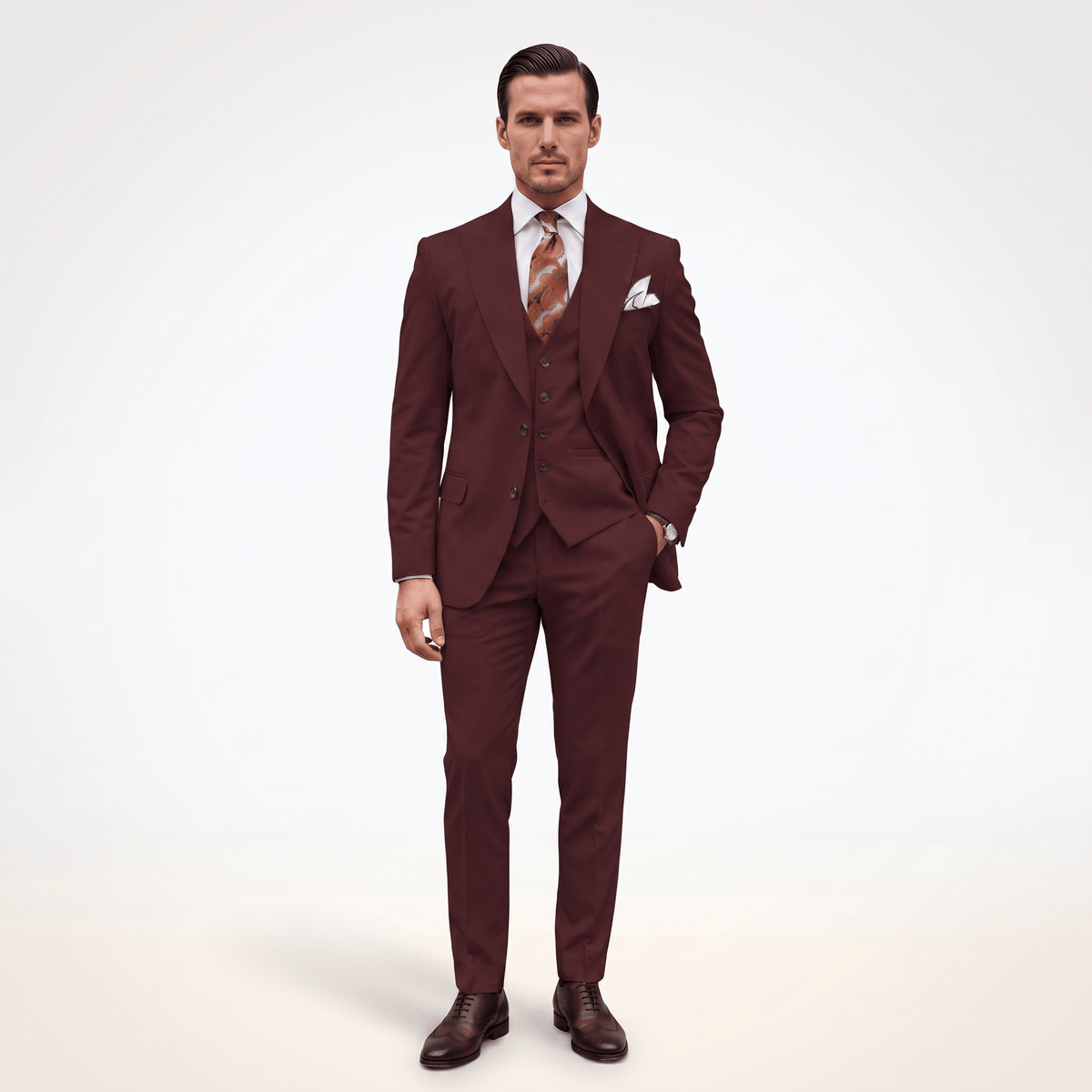 Ceehuteey Ceehuteey Men's 3 Piece Peak Lapel Men's Express Suit (Blazer+Vest+Pants)