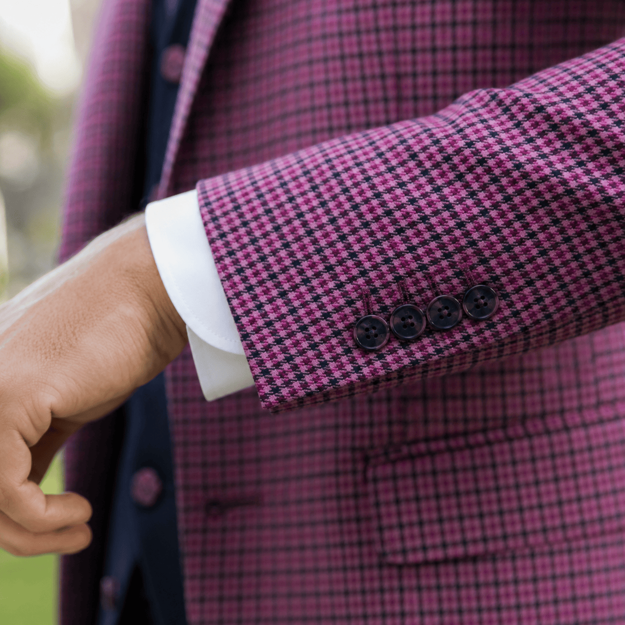 Ceehuteey Ceehuteey Men's 3 Pieces Checked Houndstooth Peak Lapel Suits (Blazer+Vest+Pants)