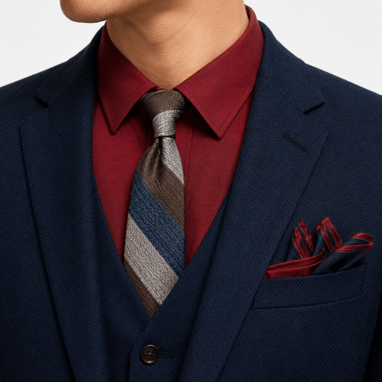 Ceehuteey Ceehuteey Men's 3 Pieces Tweed Classic Herringbone Notch Lapel Suits (Blazer+Vest+Pants)