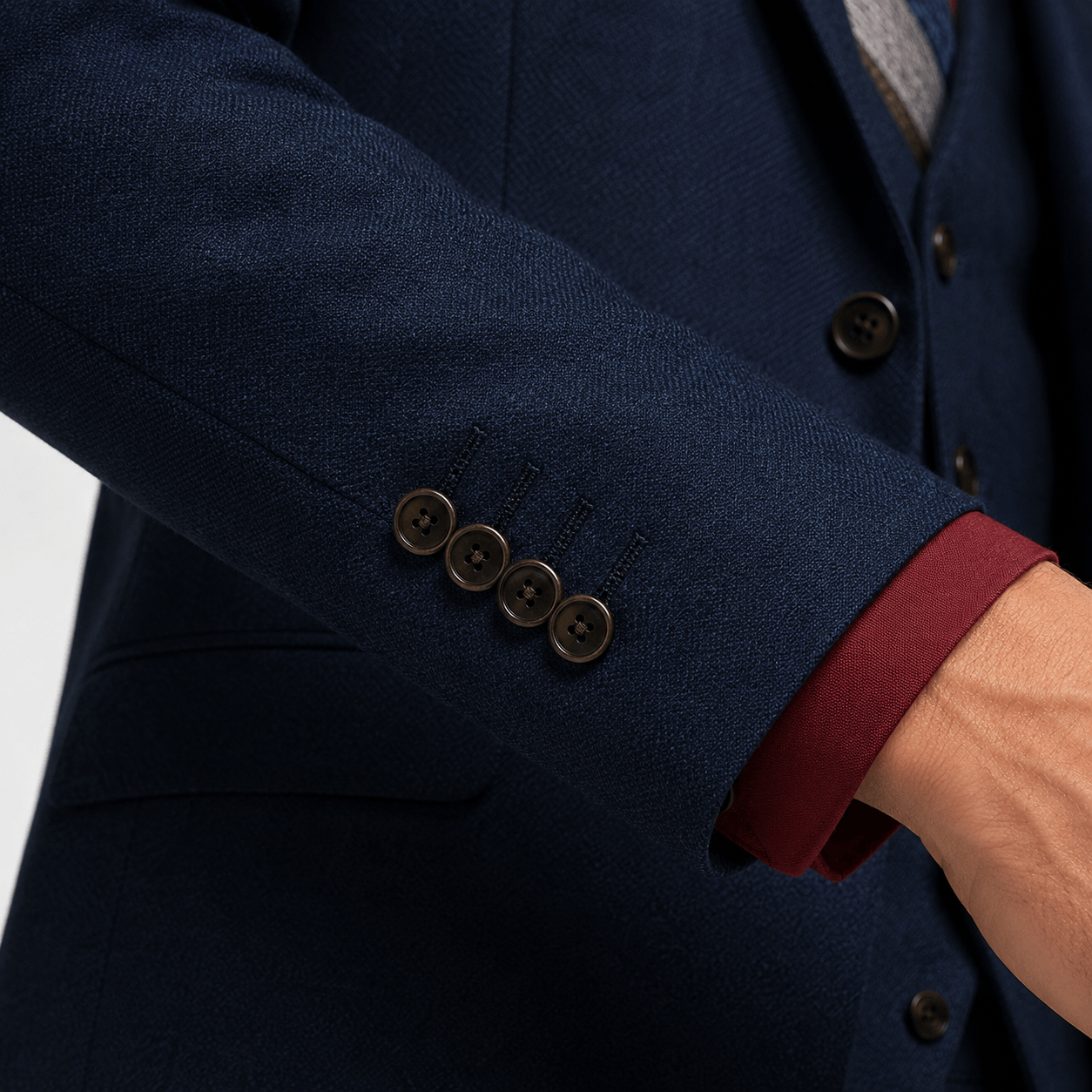 Ceehuteey Ceehuteey Men's 3 Pieces Tweed Classic Herringbone Notch Lapel Suits (Blazer+Vest+Pants)