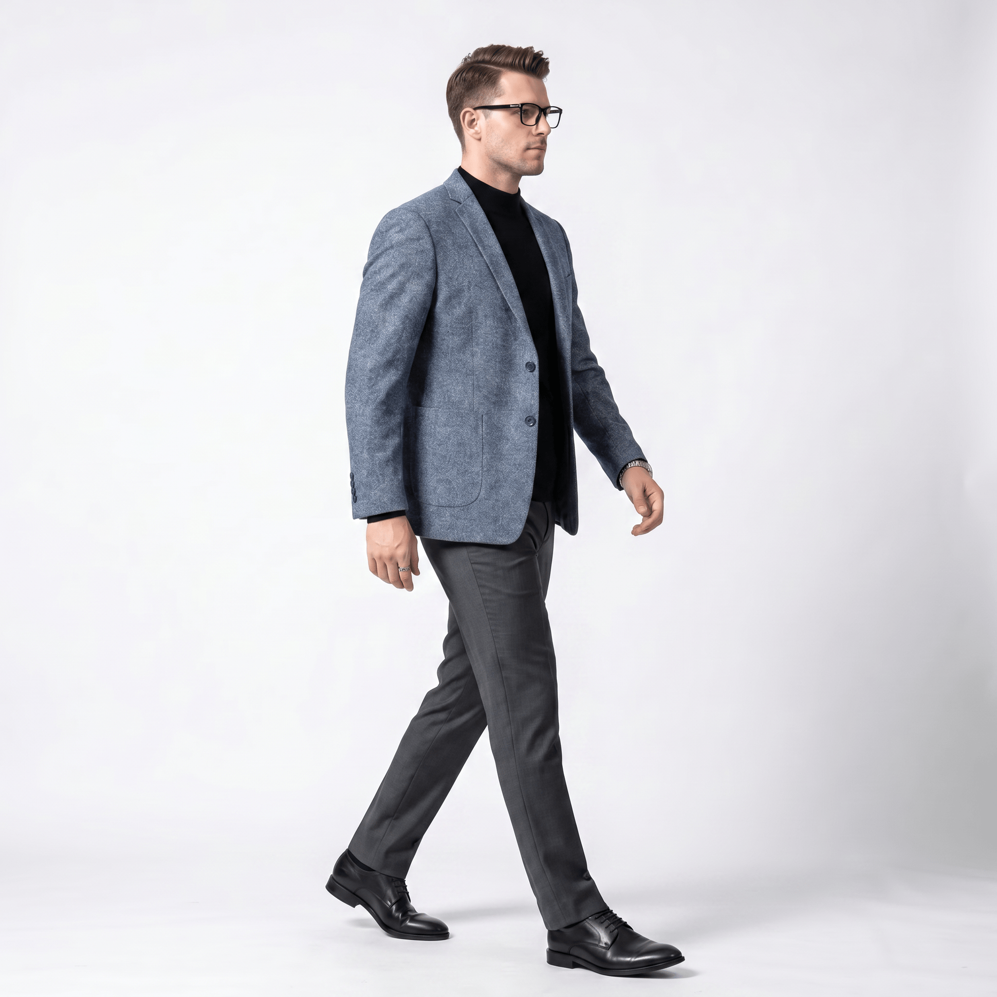 Ceehuteey Ceehuteey Men's Herringbone Notch Lapel Blazer