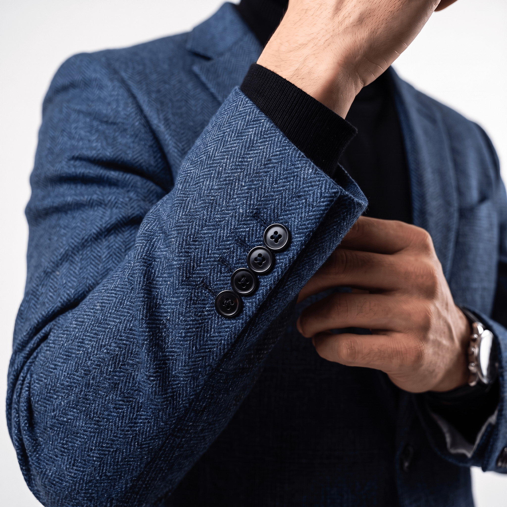 Ceehuteey Ceehuteey Men's Herringbone Notch Lapel Blazer
